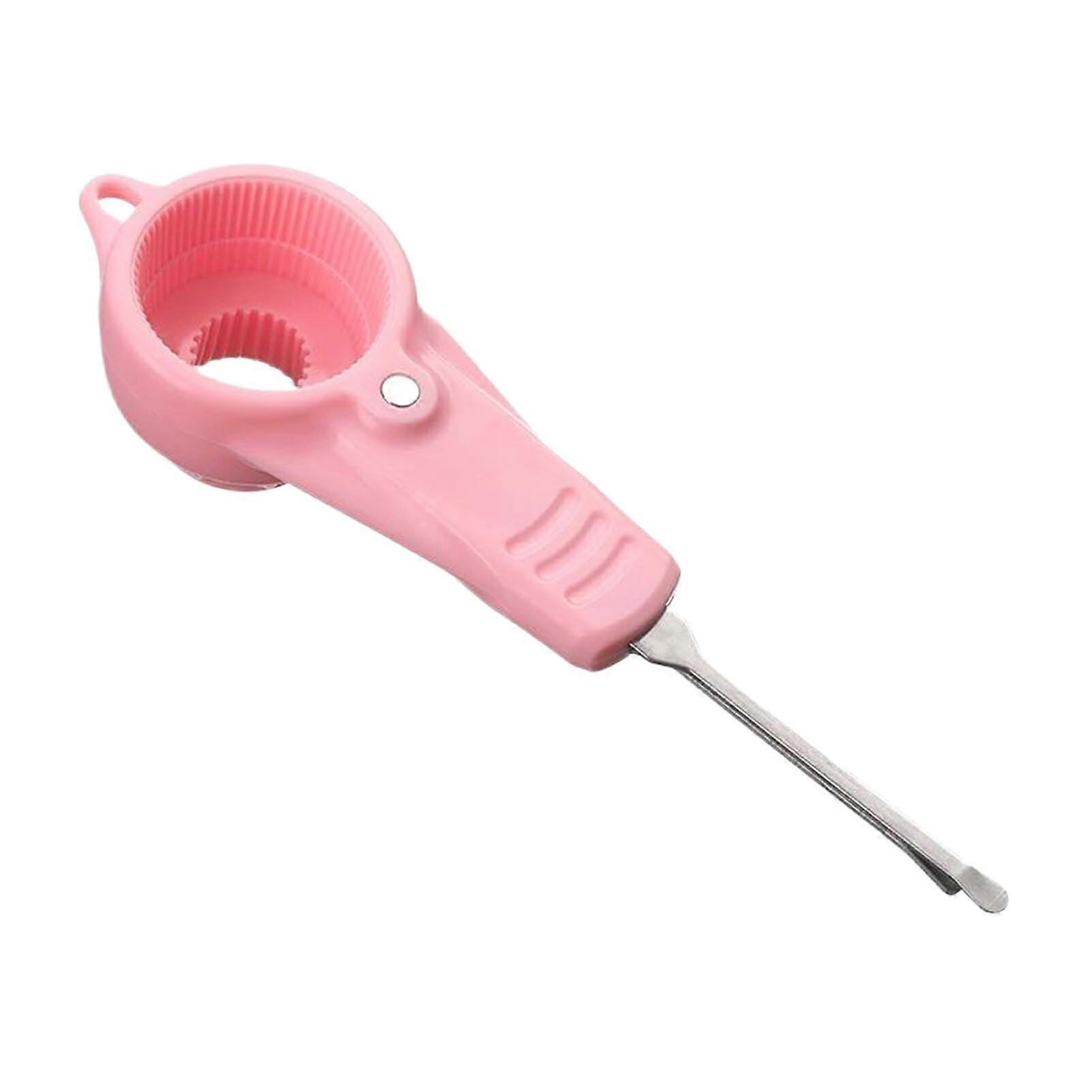 Drink bottle suction bag unscrewing tool simple nonslip, multifunctional yogurt lid opening tool ABS simple, pink