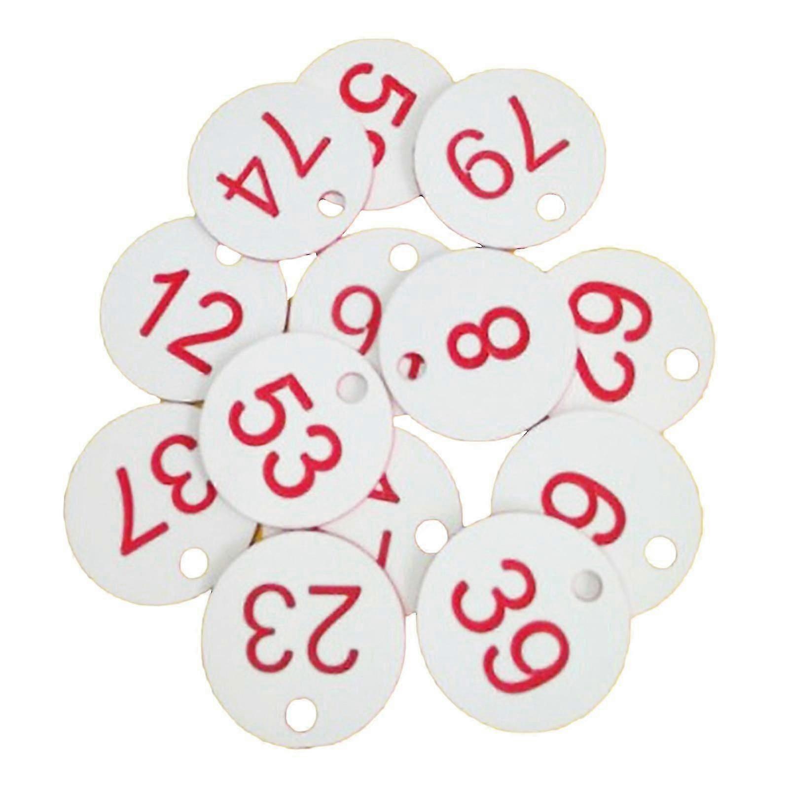 Number Tags 1-100 Numbered Labeling Tags With Hole Easy Fastened 100pcs Plastic For Key Tags Identification Tags For Loc Red