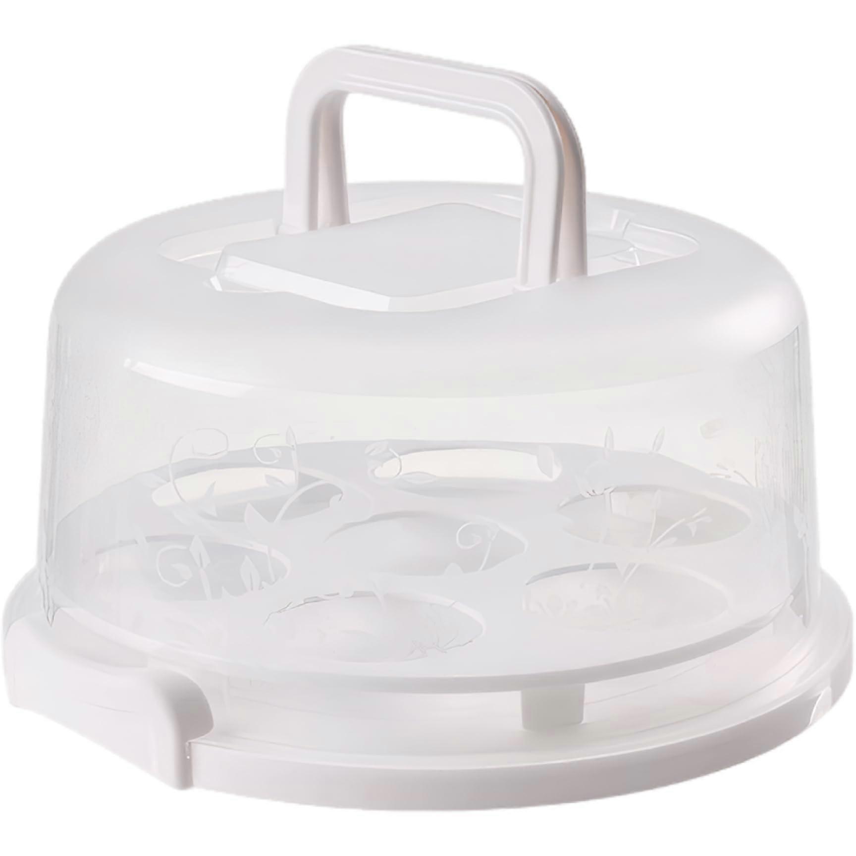 Kuchen carrier, portable round cake container with lid and handle up to 8