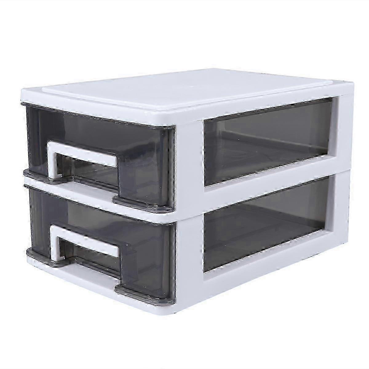 Two-layer Storage Cabinet Plastic Drawer Storage Box Portable Multifunctional Dustproof Desktop Organizer