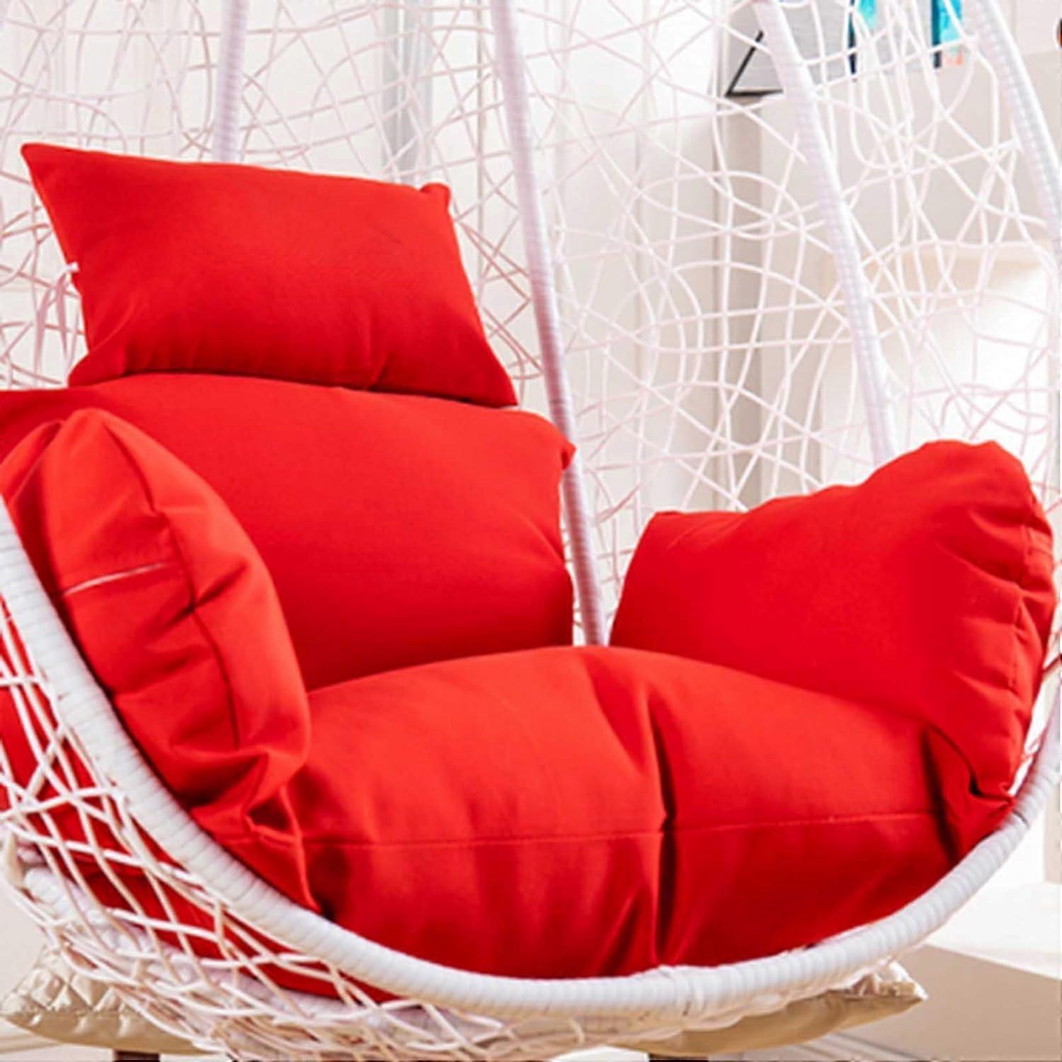 Egg Chair Cushion Only Outdoor Hanging Cushion Replacement Thickened Waterproof Washable With Headrest And Armrests Red