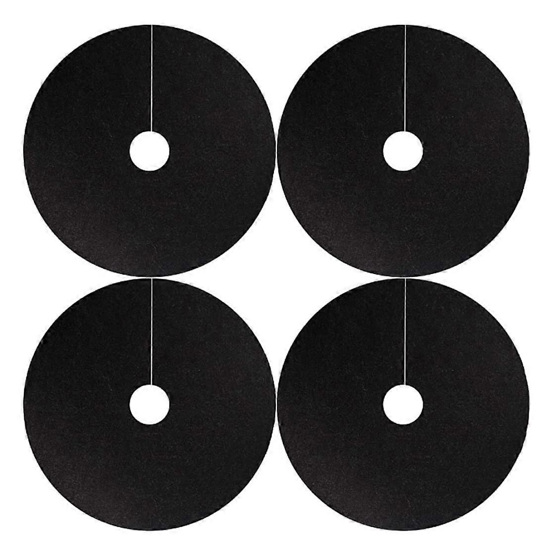 Tree Protection Mat Non-Woven Reusable Weed Barrier Mulch Ring Black Outer Diameter 20.5 In 4 Pcs