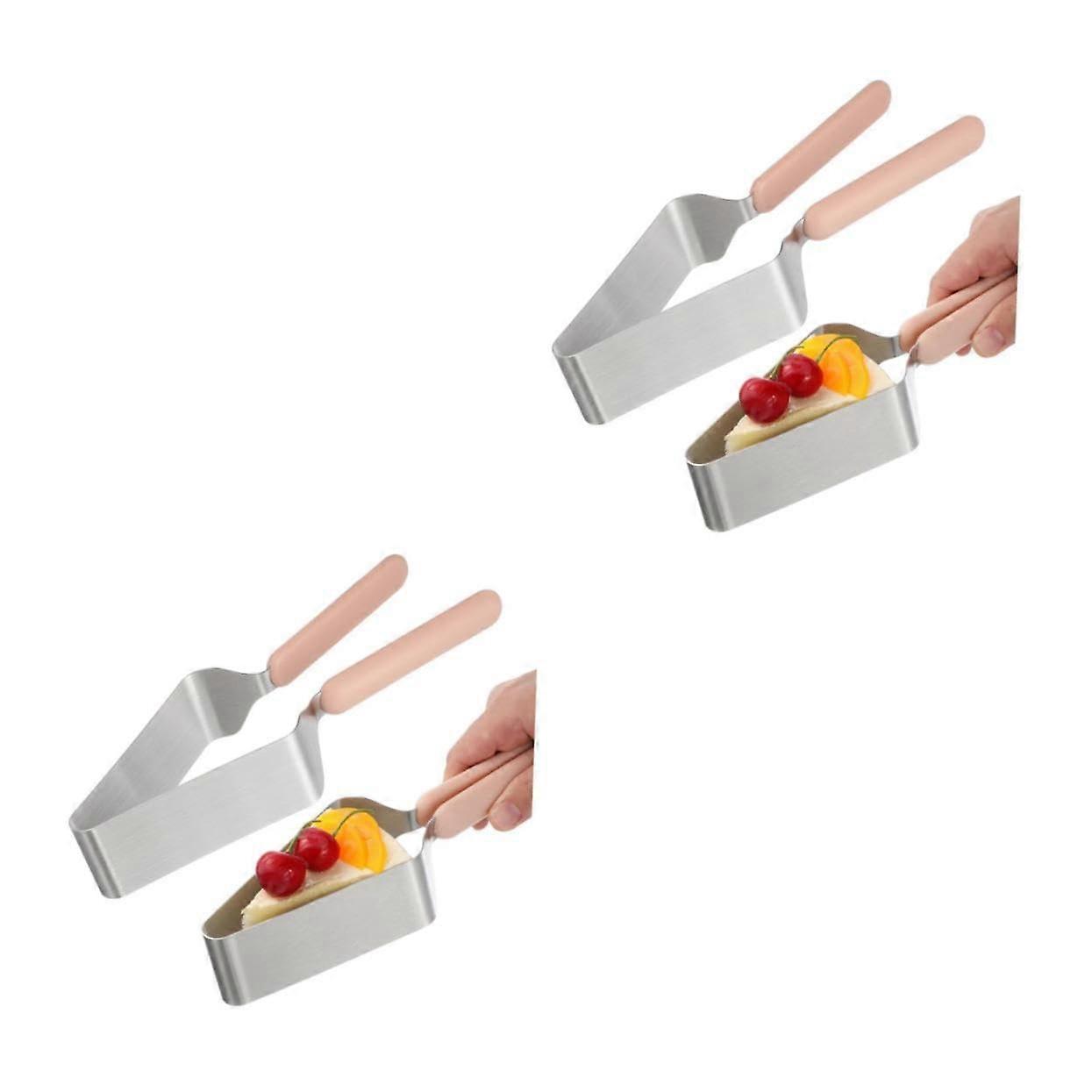 Cake Separator Set Stainless Steel 2-Piece For Cakes And Cheesecakes Includes Cake Cutter Tongs Stand Fondant Scraper