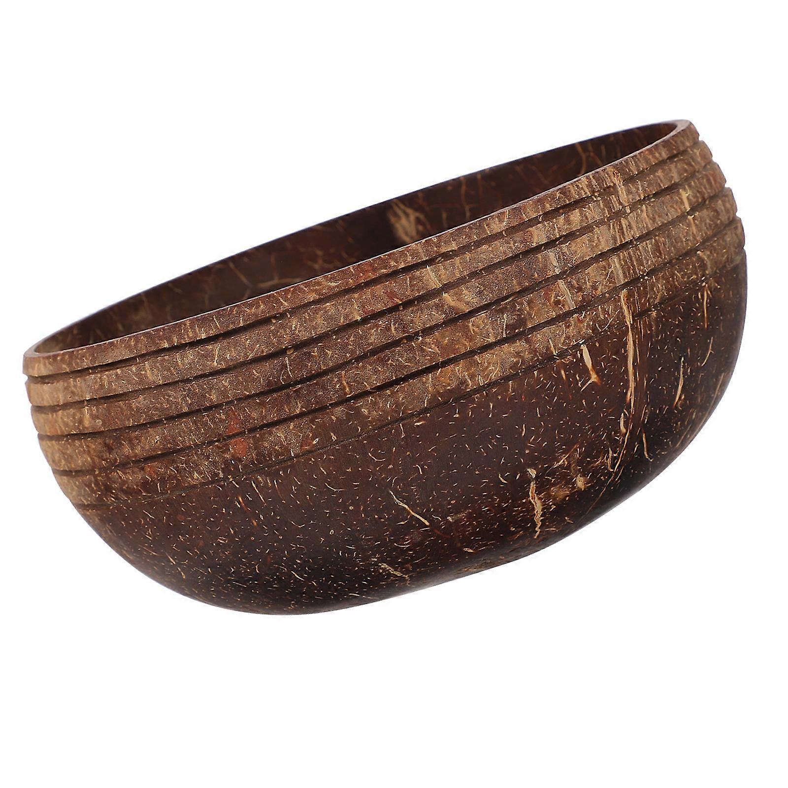 Coconut Pattern Shell Bowl for Home Use Food Grade Safe Synthetic Material Coffee Color 1pc