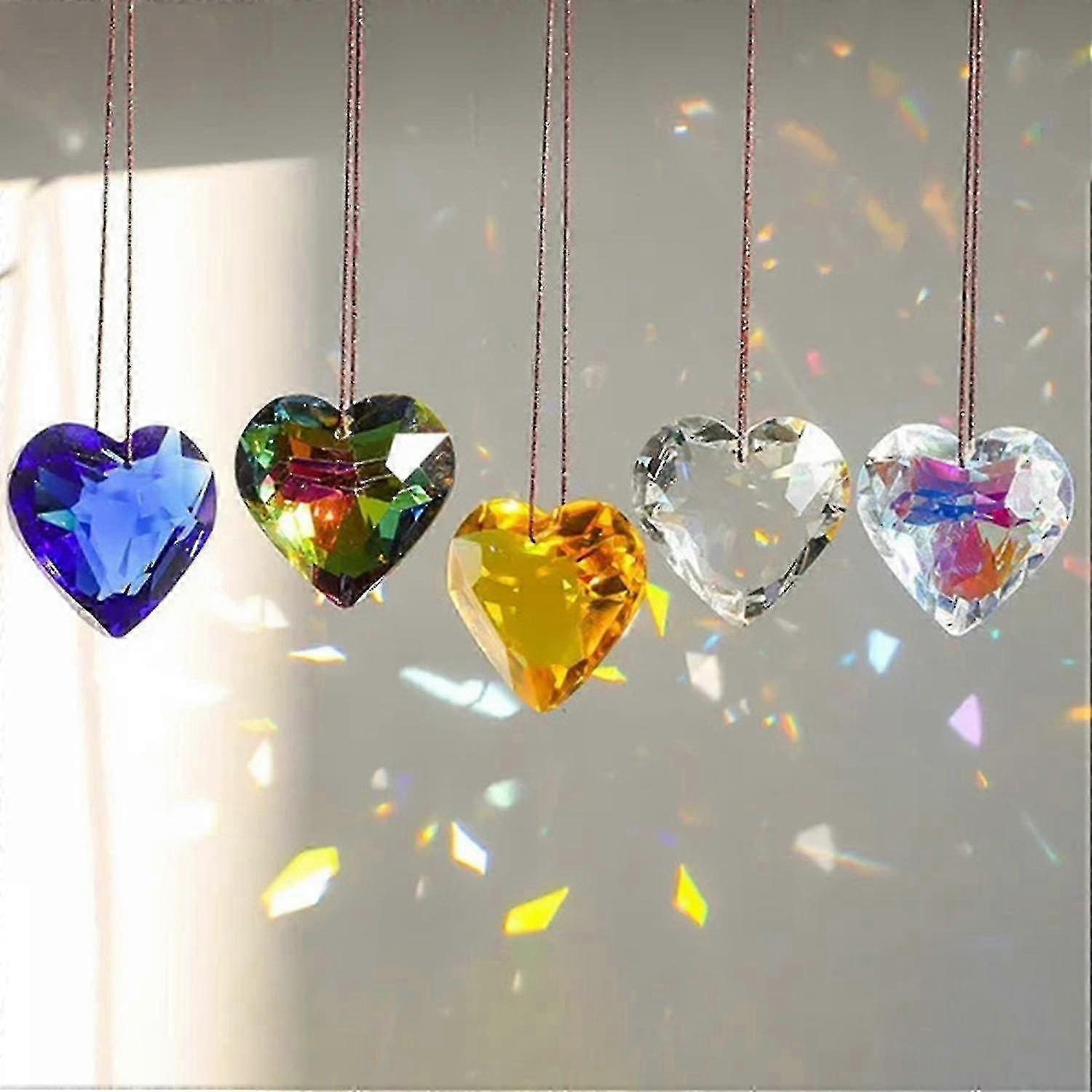 3D Hanging Heart Prism Crafts Sunlight Reflection Multi-angle Cutting Process Home Decoration