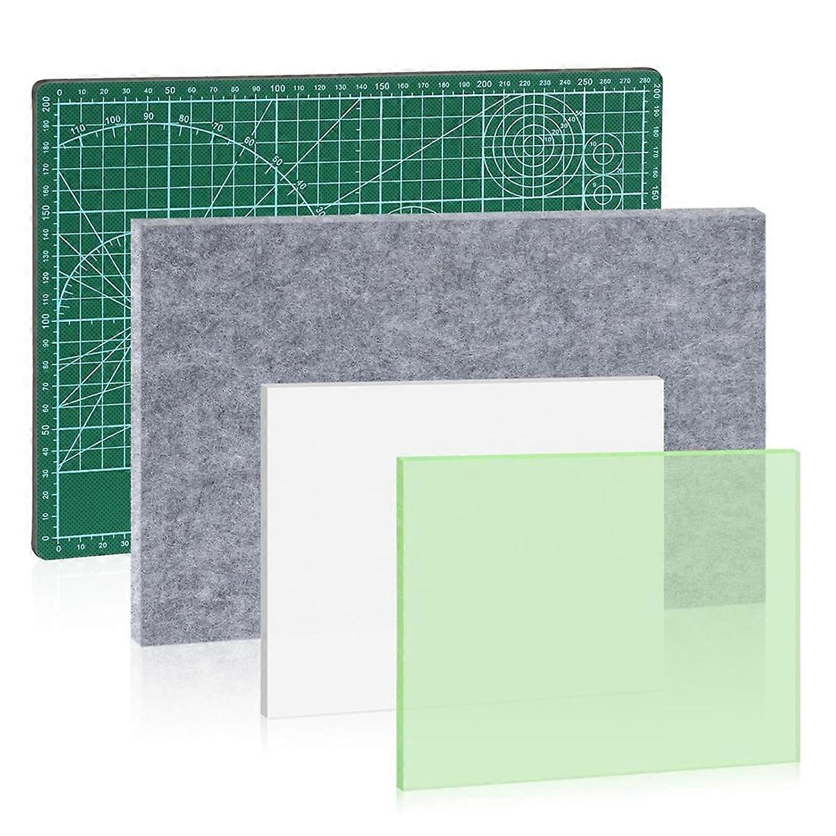 4 PCS Leather Craft Punch Pad Hole Punching Chisel Mat and Sound Absorbing Pad and A4 Self Healing Cutting Mat for DIY