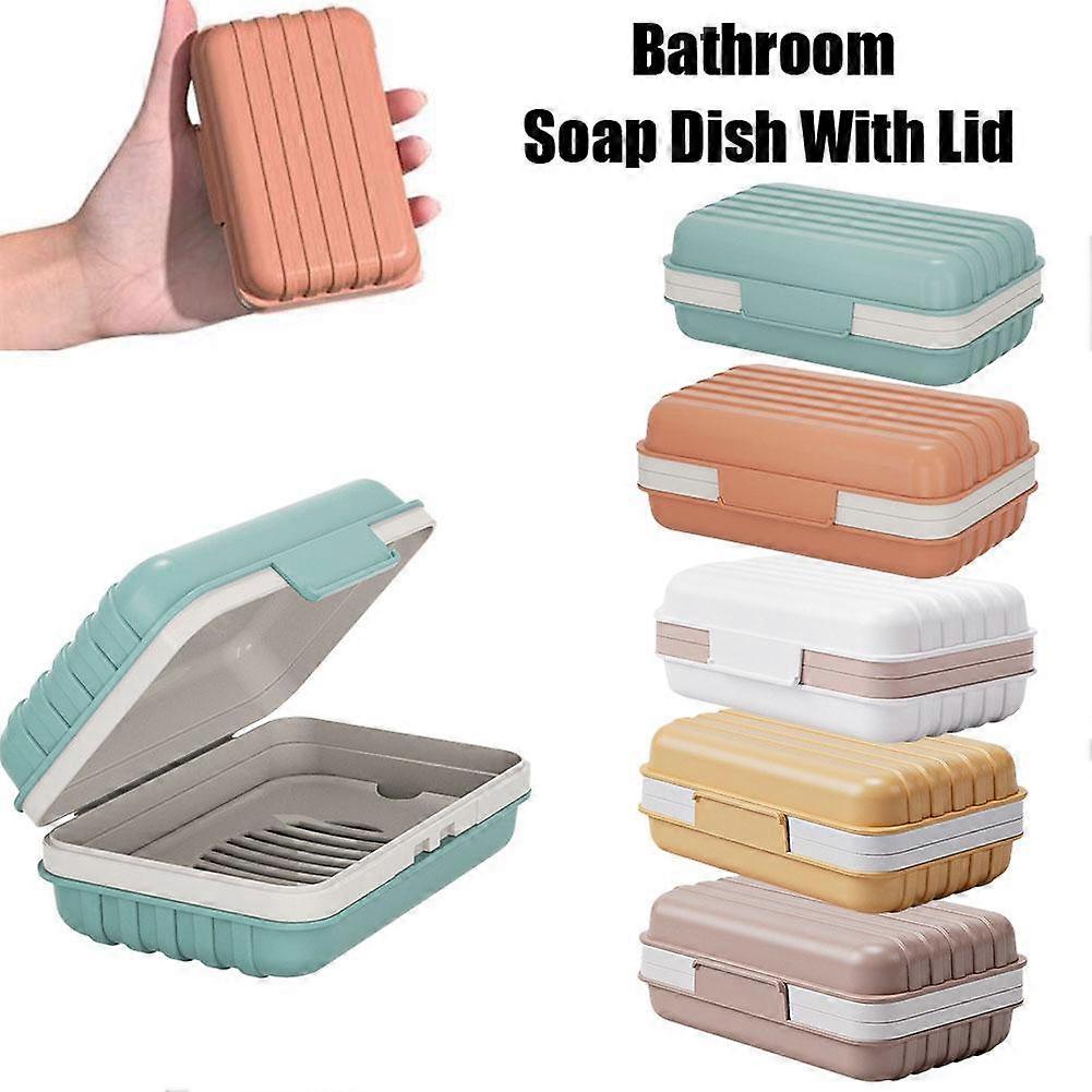 Fog blue (A) $ Soap box with lid, thickened travel soap box, portable soap box, fashionable home soap holder, creative soap holder for bathroom