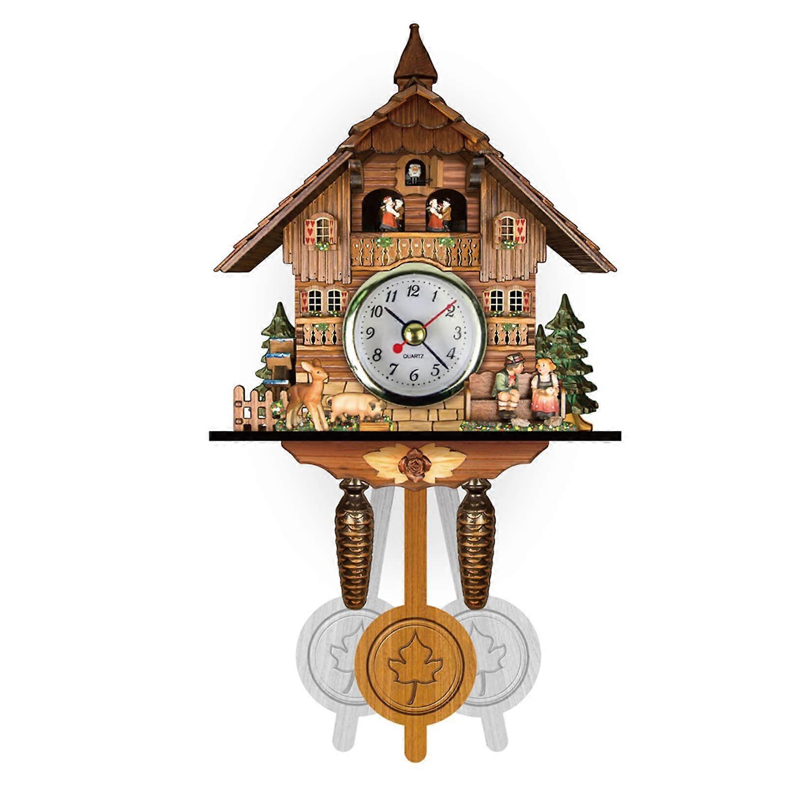 Wooden Retro Cuckoo Clock with Pendulum Quartz Movement, Memory Function (Model: CM010)