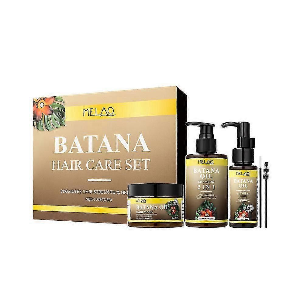 Conjunto de Cuidados com o Cabelo com Óleo de Batana, 100% Orgânico Não Refinado, Máscara de Cabelo com Óleo de Batana, Shampoo para Cabelo, Óleo de Cabelo para Crescimento de Cabelo Previne Perda de Cabelo Reparação de Pontas Duplas
