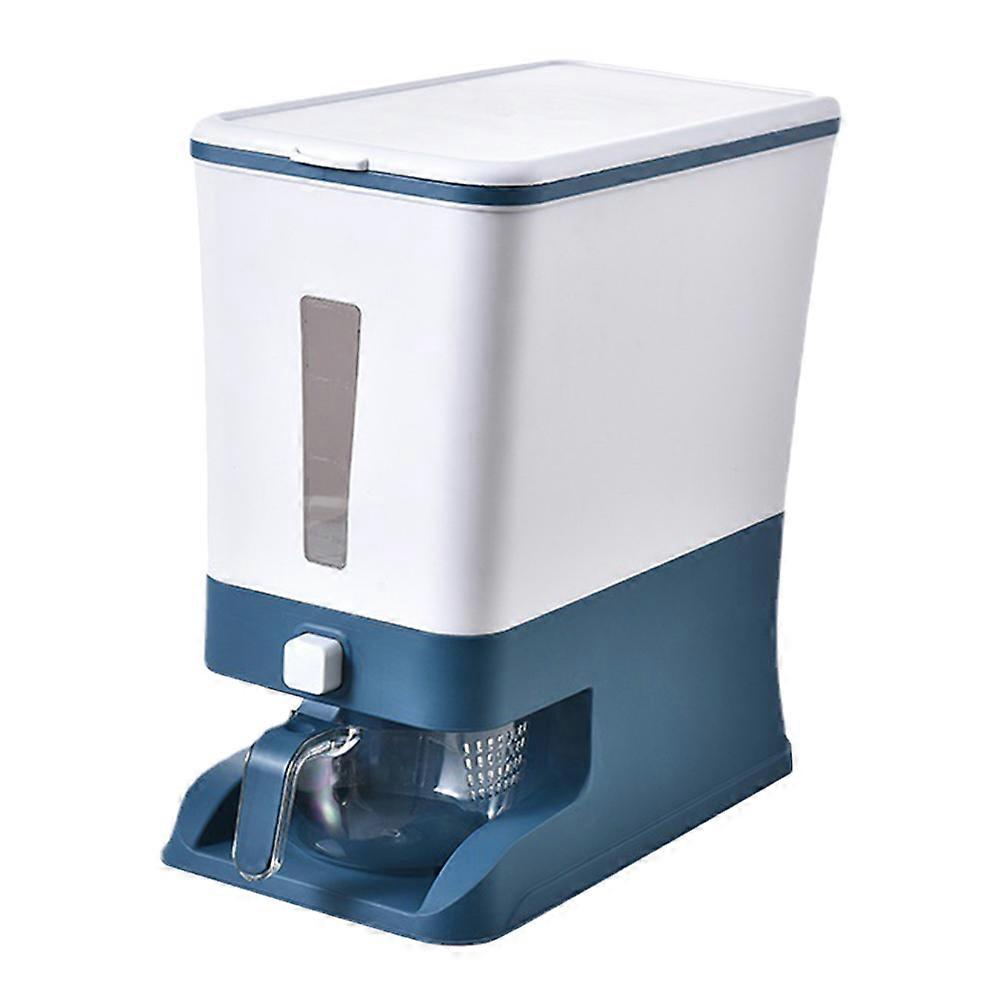Large Rice Container Rice Bucket Storage Box For Home Kitchen Use Blue Color 1Set