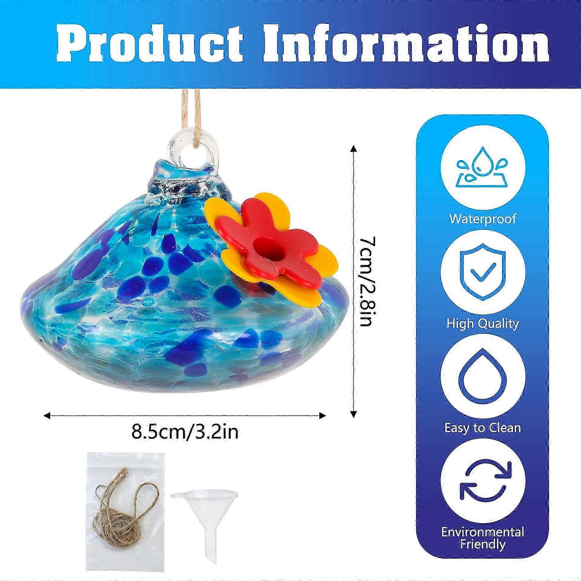 Small Hummingbird Feeder for Outdoors,Hand Blown Glass Humming Bird Feeders with Perch,Leak-Proof,Perfect for Windows, Gardens, Patios & Backyard