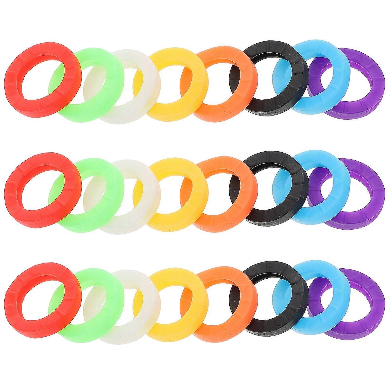 24 stuks felgekleurde siliconen sleuteldoppen mouwring sleuteldoppen elastische sleutelhangers sleutelidentificatie coderingsringen (willekeurige kleur)