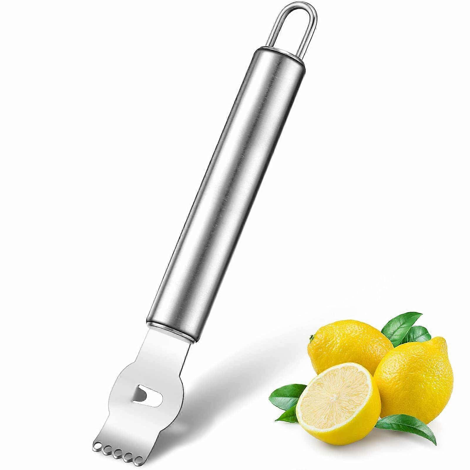 Lemon Peeler with Canelle Knife, Stainless Steel, Lemon Slicer for Gin Cocktails (6.5 inch)