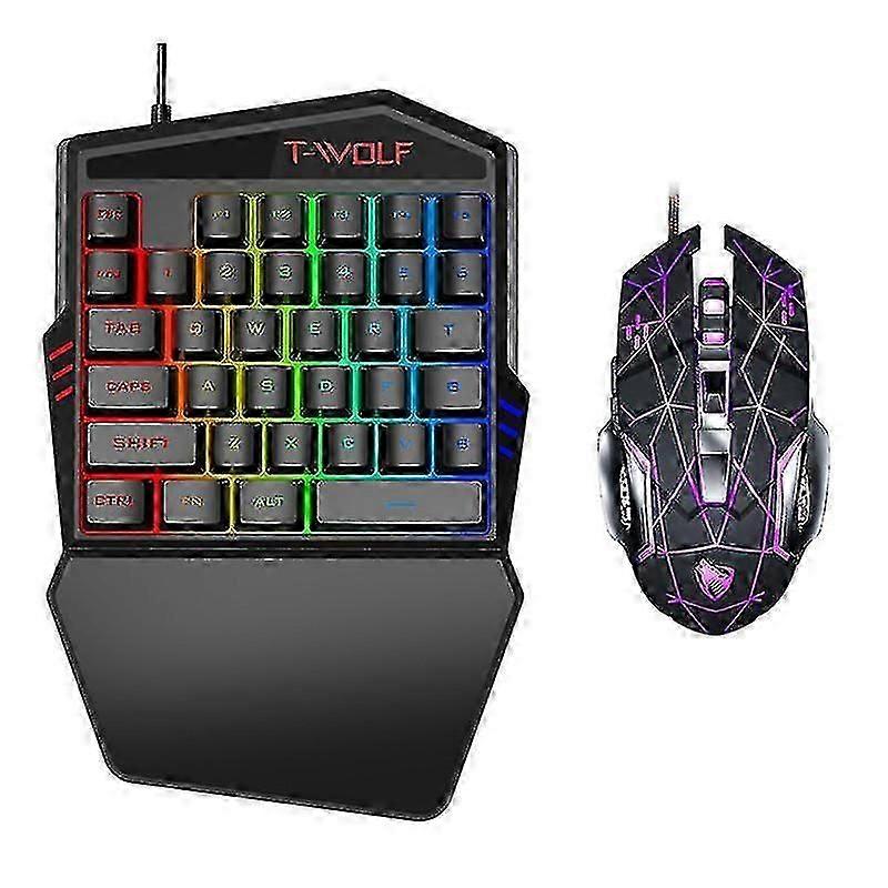 Um hand Rgb Gaming Keyboard USB Com fio de uma mão mecânica sentimento mecânico teclado