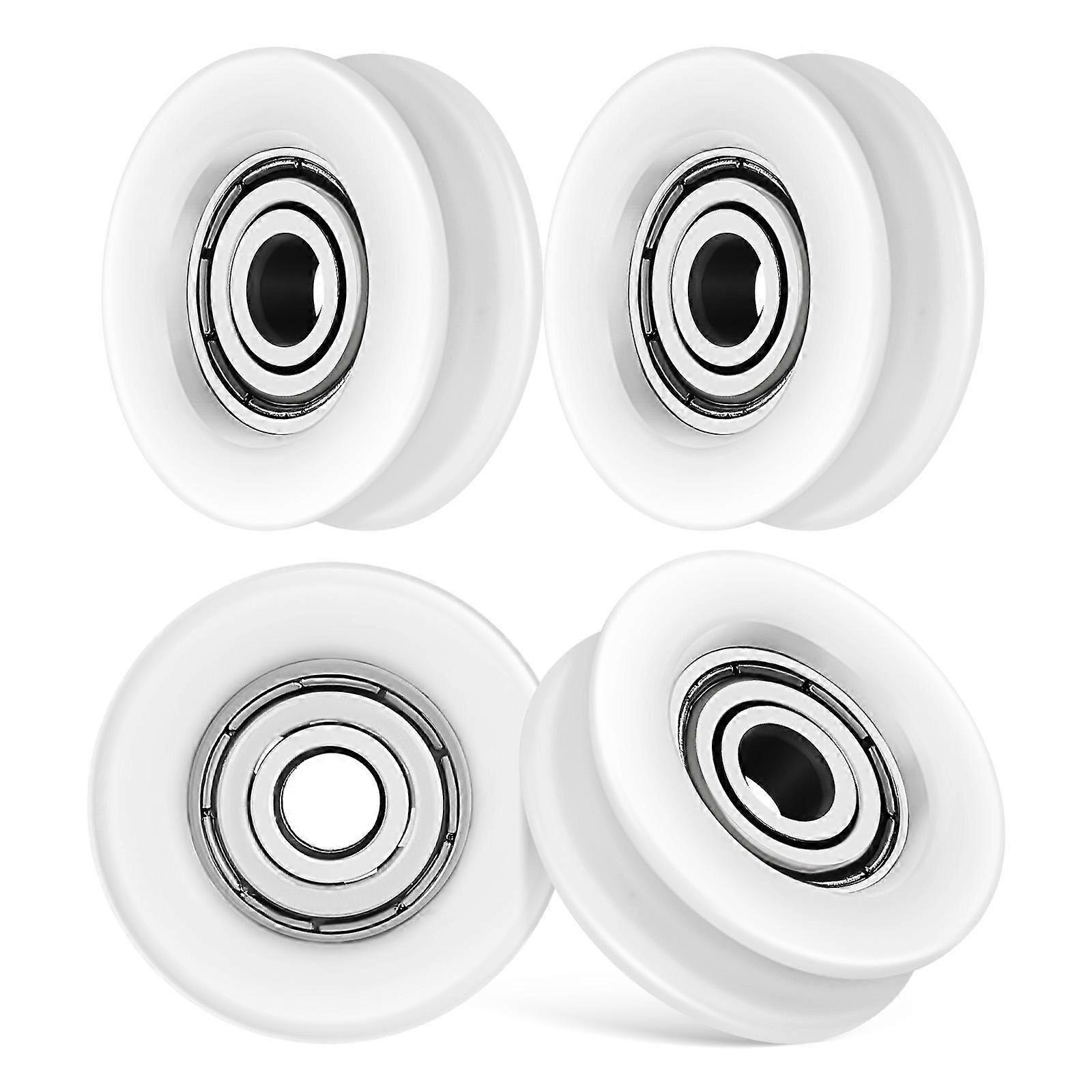 4pcs Nylon U Groove Sliding Door Guide Wheels with Bearings for Smooth, Quiet Movement – Easy Installation, Design for Use