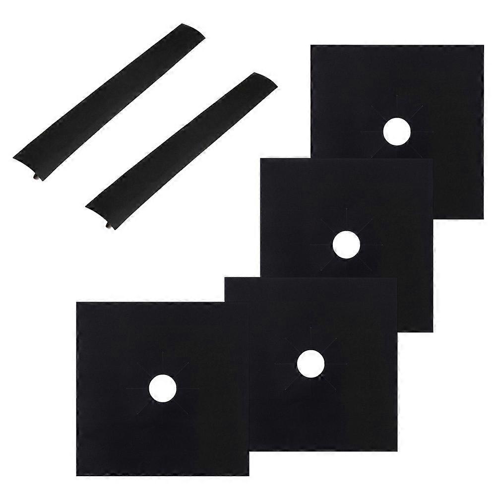 Gas Hob Protector 4Pcs 0.12mm Universal Heavy Duty Oven Liner Gas Hob Protection Black Reusable For Homeowners 27x27x0.12cm
