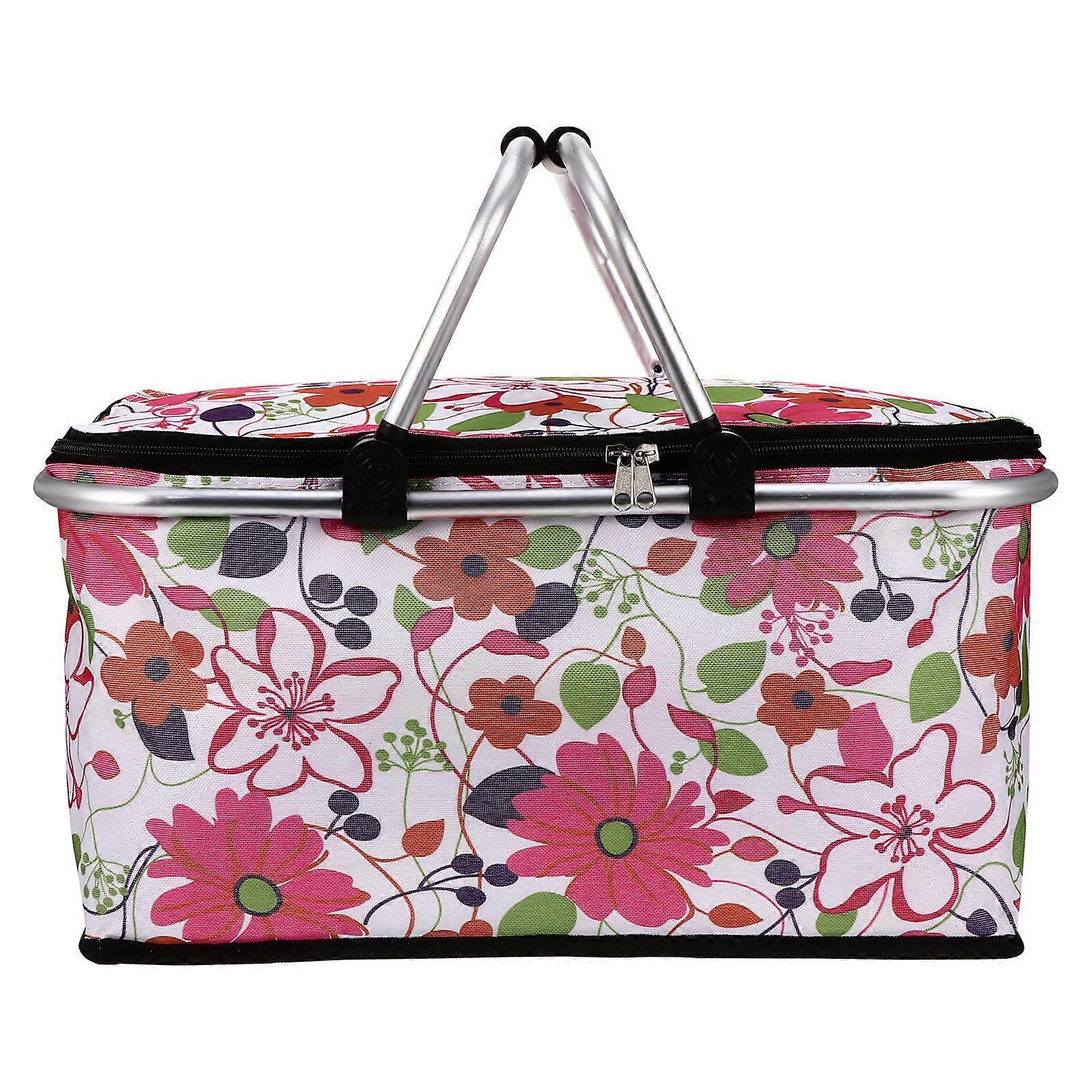 Insulated Lunch Basket Large Capacity Folding Picnic Bag with Handles, Thick Heat Resistant Material for Work, School and Outdoor Use