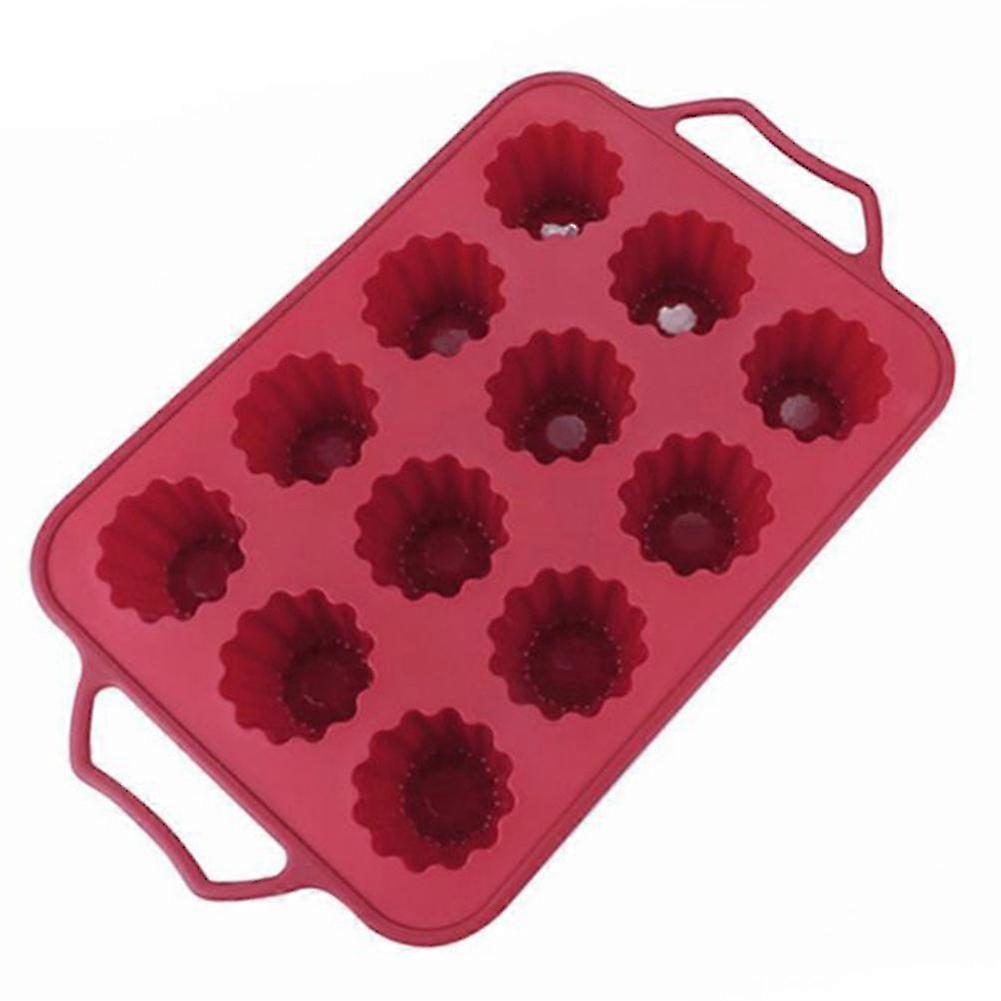 12 Cavities Silicone Mould with Handle for Pudding Dessert Cake Kitchen Essential