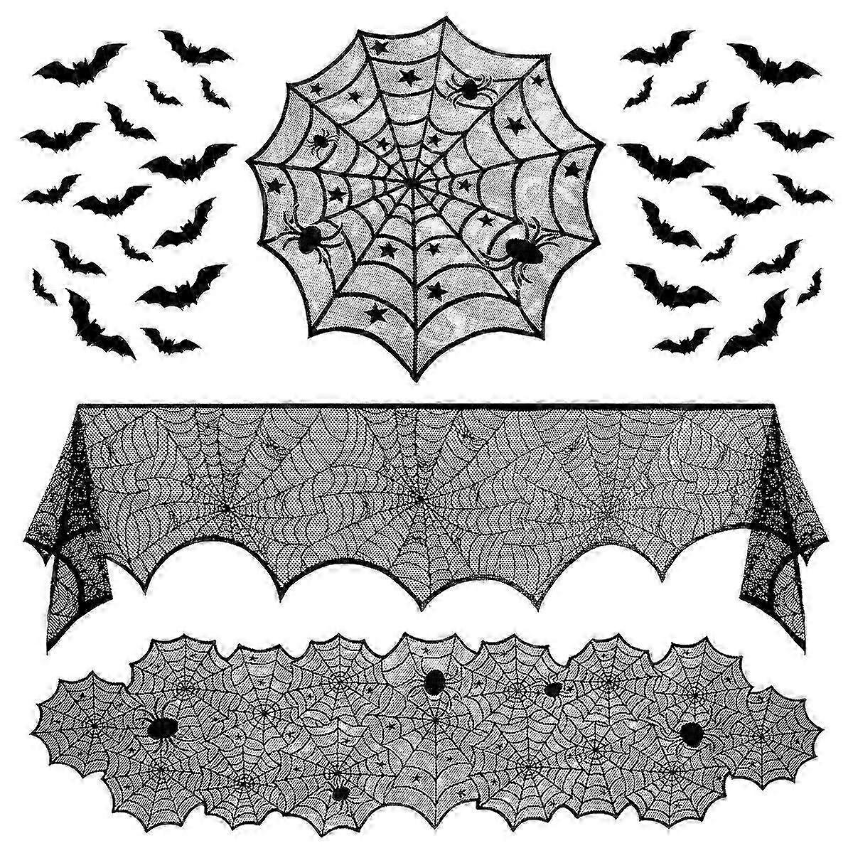 Lace Table Cloth Spiderweb Table Cloth Halloween Spider Table Runner Black Table Cloth Table Linen