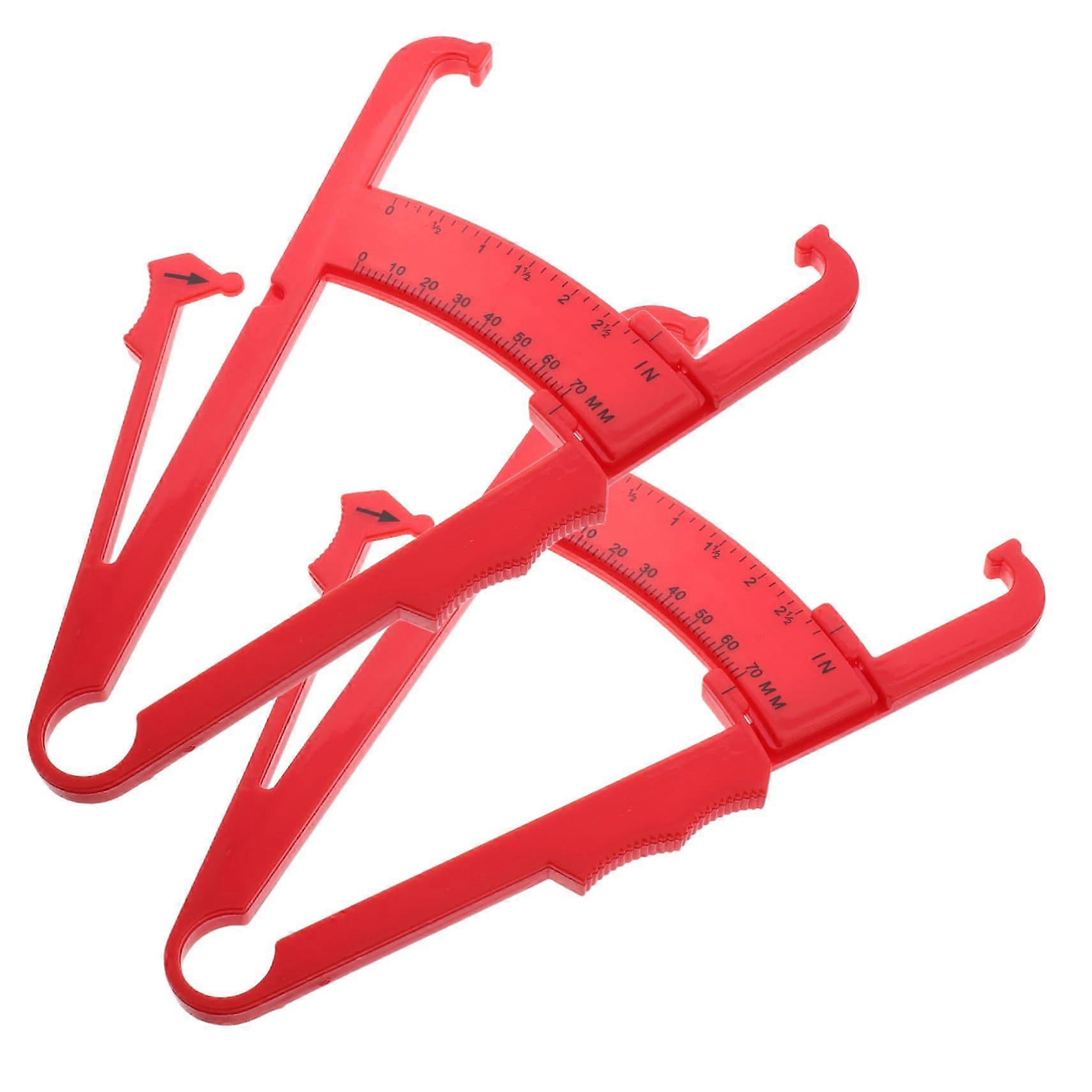 Body Fat Caliper 2-Piece Red Plastic Skinfold Caliper Set for BMI Calculator