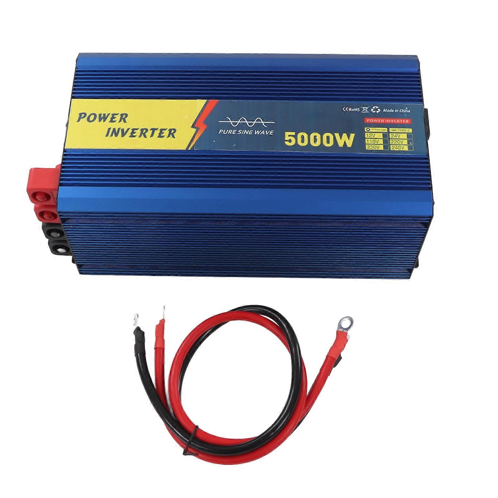 Pure Sine Wave Inverter 5000W Dual USB Port Type C Quick Charging Car Power Inverter for Automotive Solar System DC12V to AC230V