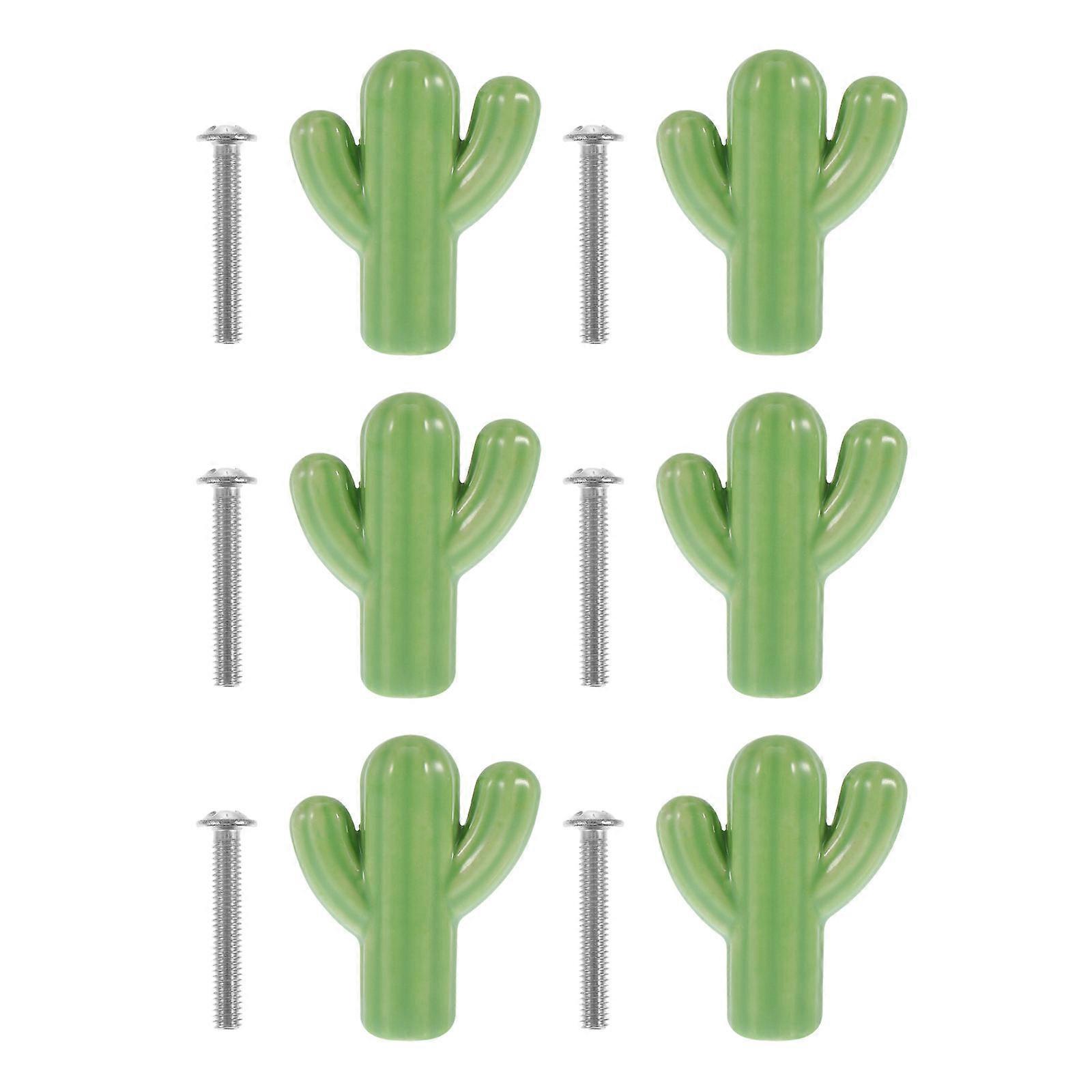 Easy Installation Modern Ceramic Drawer Pulls Handles Cactus Shape For Bedroom Closet