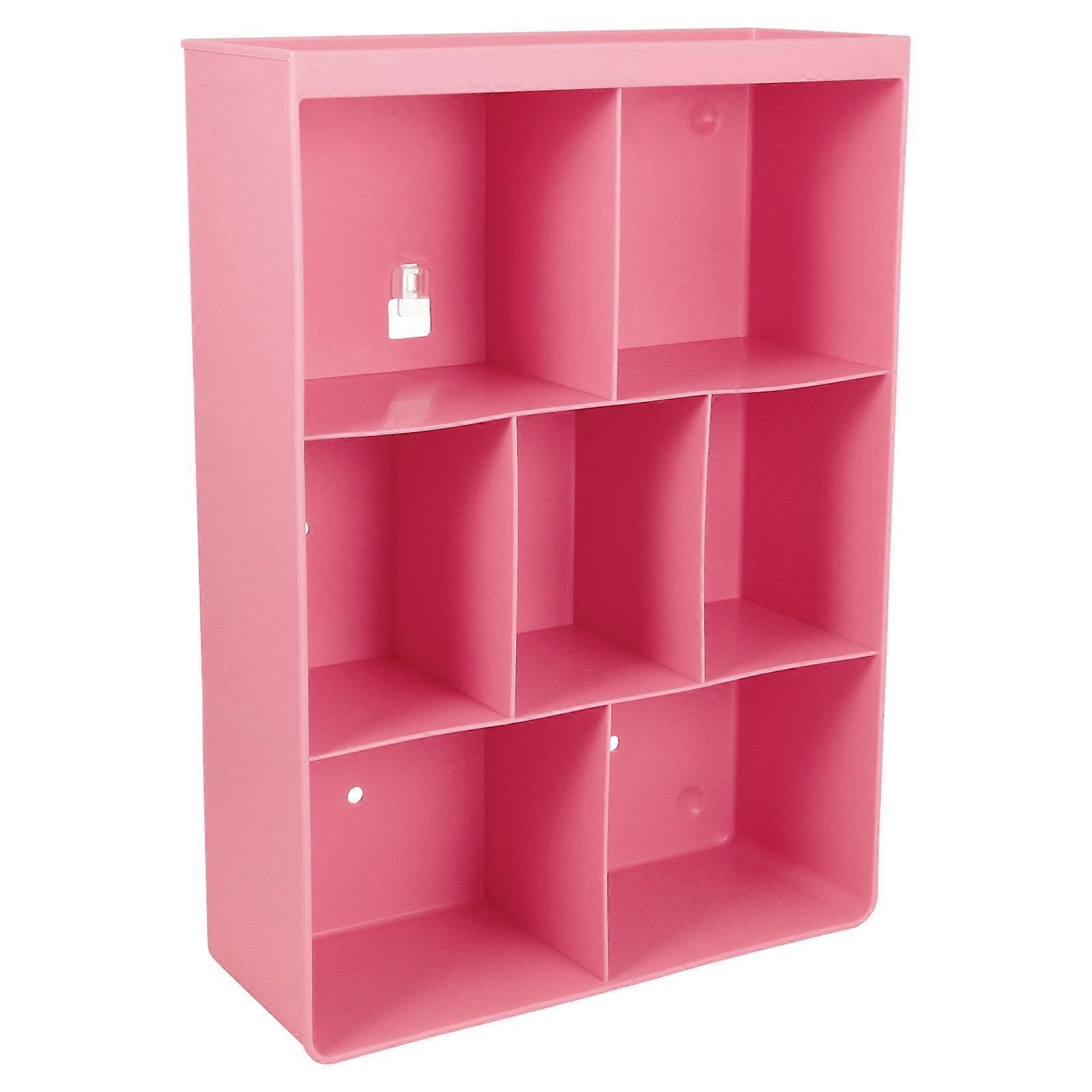 Plastic Wall Shelf Bathroom Organizer Floating Shelves No Drill Storage Shelving Pink 33X34X9CM Adhesive Space Saving 1Pack