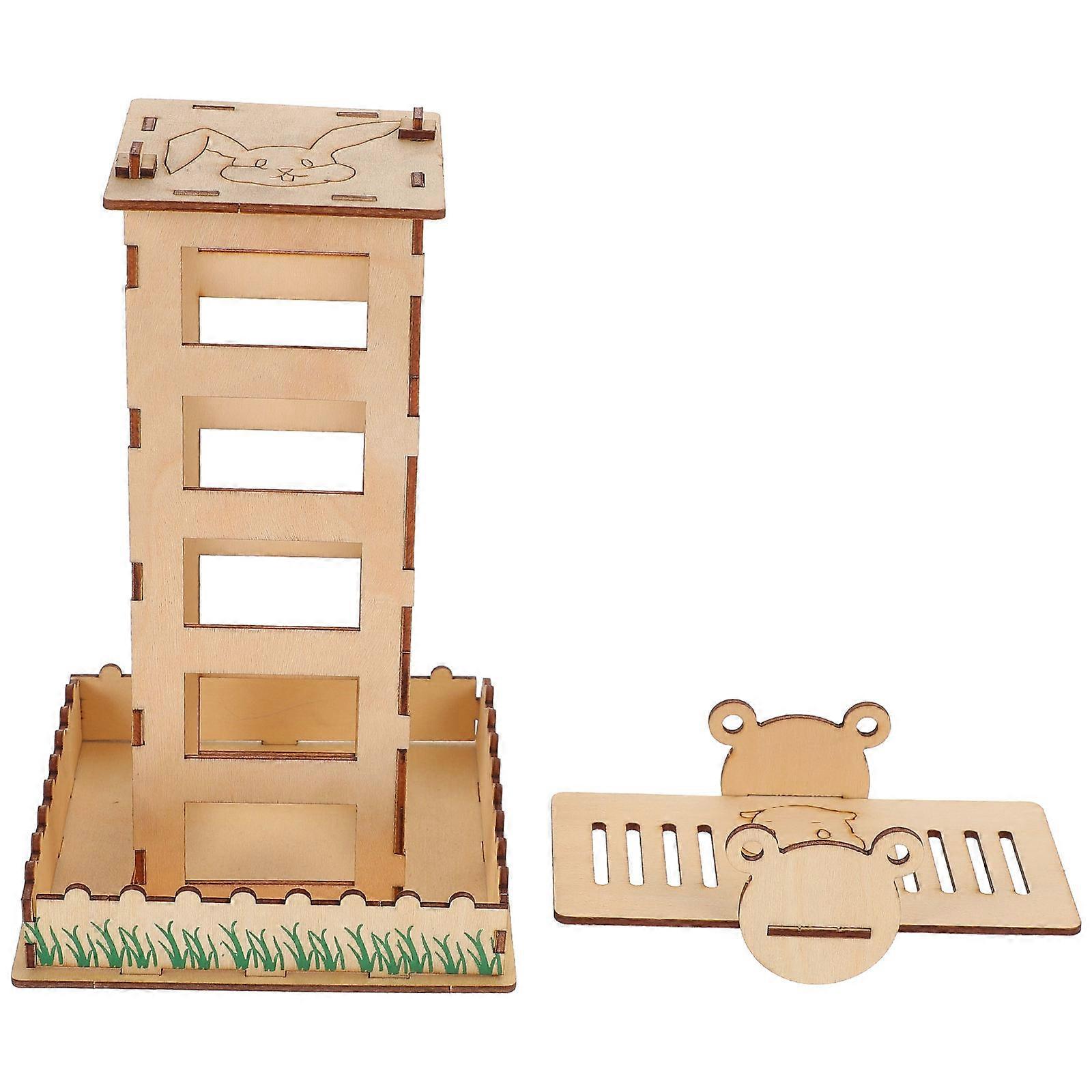 Wooden Pet Feeder for Rabbit Bunny with Easy Clean Design and Durable Craftsmanship Light Brown