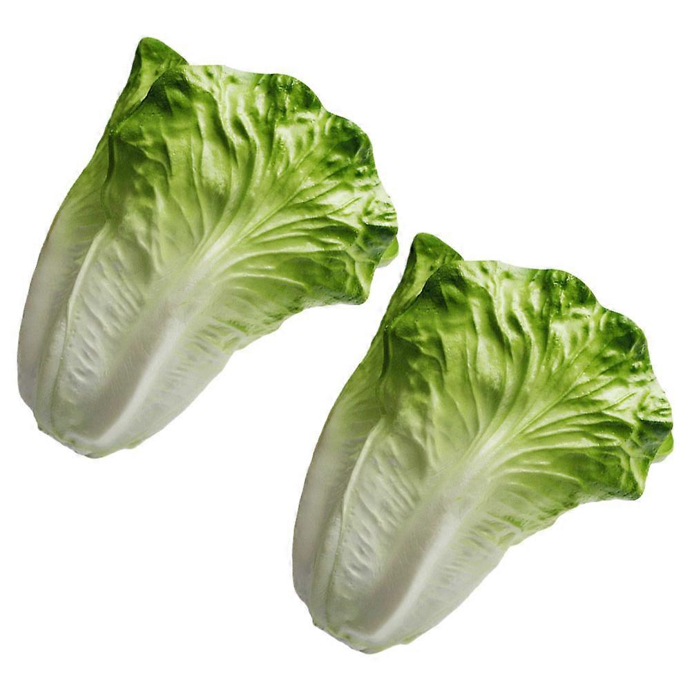2pcs Artificial Lettuce Realistic Faux Lettuce Fake Vegetable Simulation Vegetable Model Prop