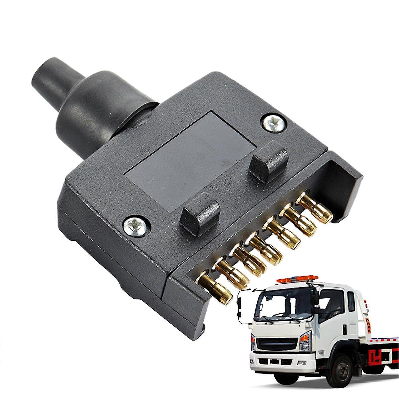 7-Pin Flat Trailer Connector For Campers And Trailers, Compact Socket, Space-Saving Design, 7-Pin Trailer System Compatible