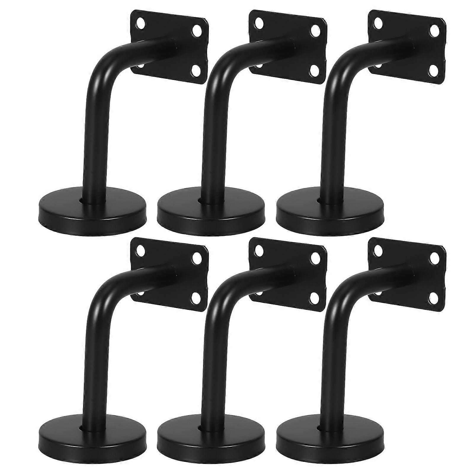 Wall Handrail Brackets Fire Corridors L-Shaped Black 8X6CM 6Pcs
