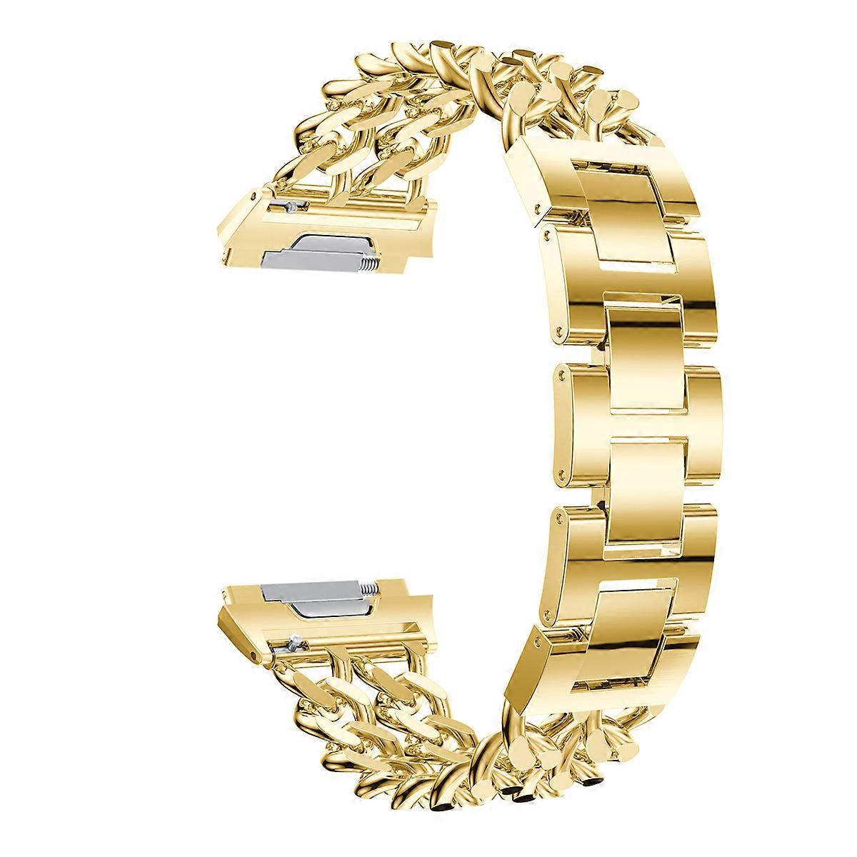 Smart Watch Strap with Double Row Cowboy Chain for Golden Adjustable Zinc Alloy and