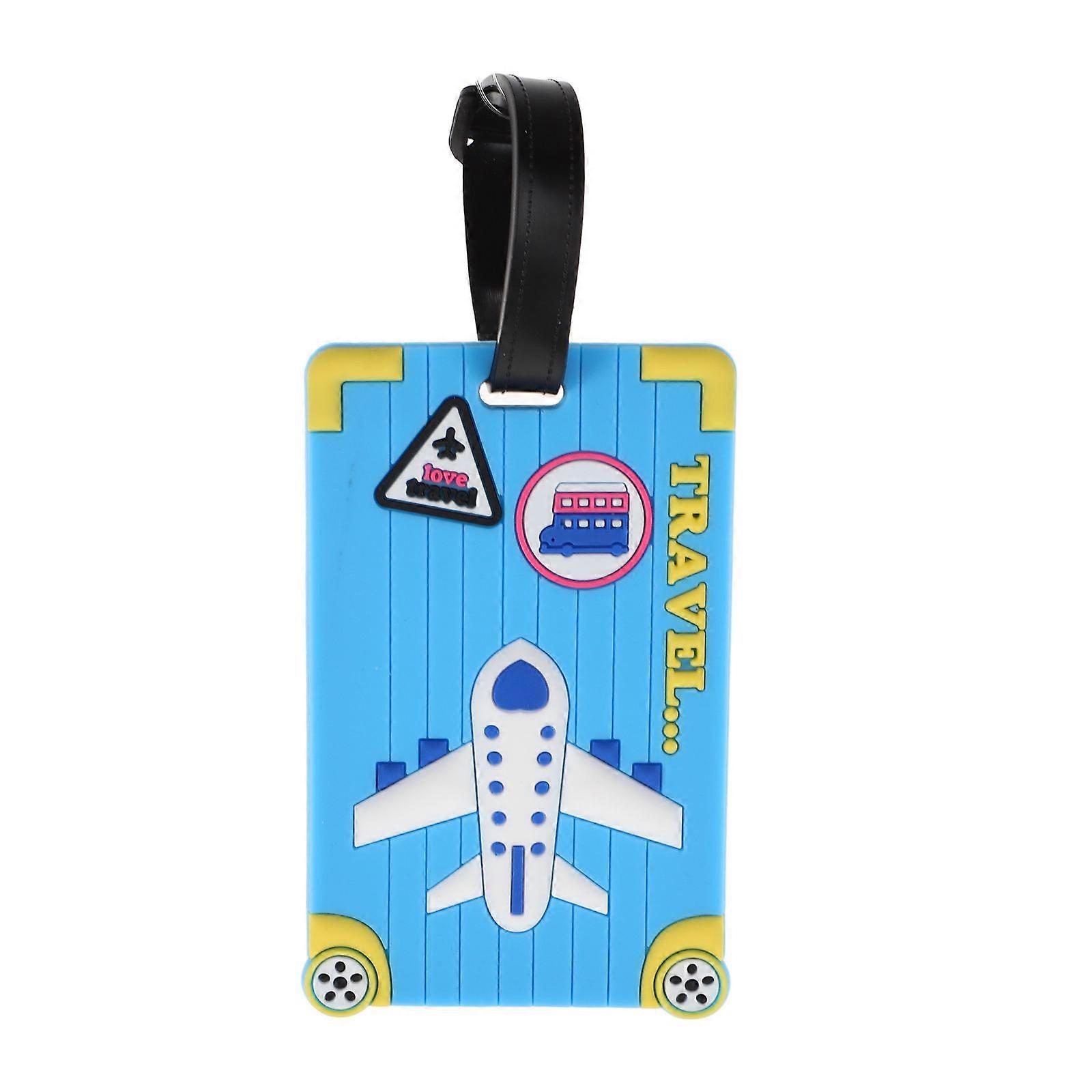 It seems like you've provided a product title or description for a **PVC soft rubber airplane luggage tag** with multiple features like a **photo