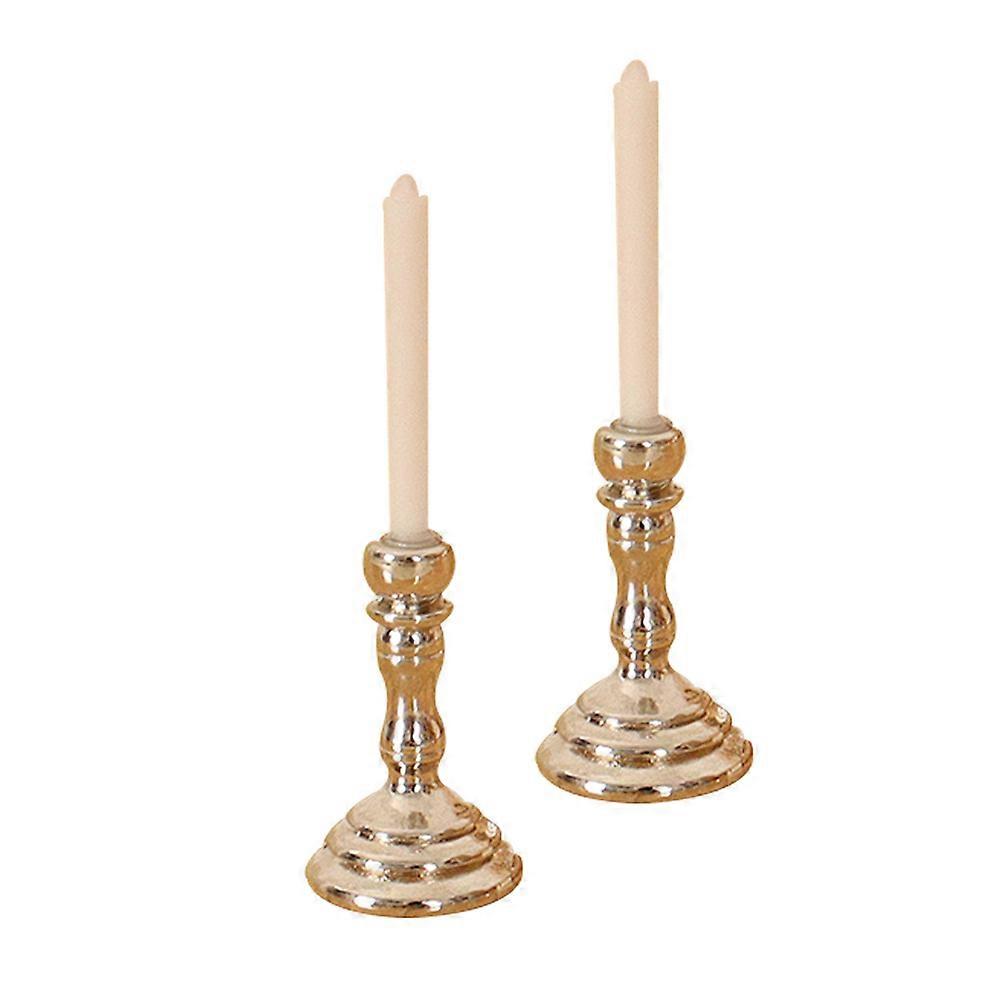 Tiny Candles 2Pcs Silver Alloy Dollhouse Candle Prop for Mini Decoration Endless Creativity