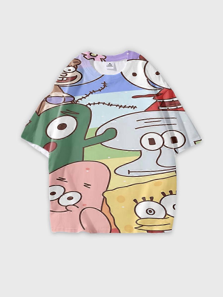T-shirt round neck Cartoon Pattern loose short sleeve D366