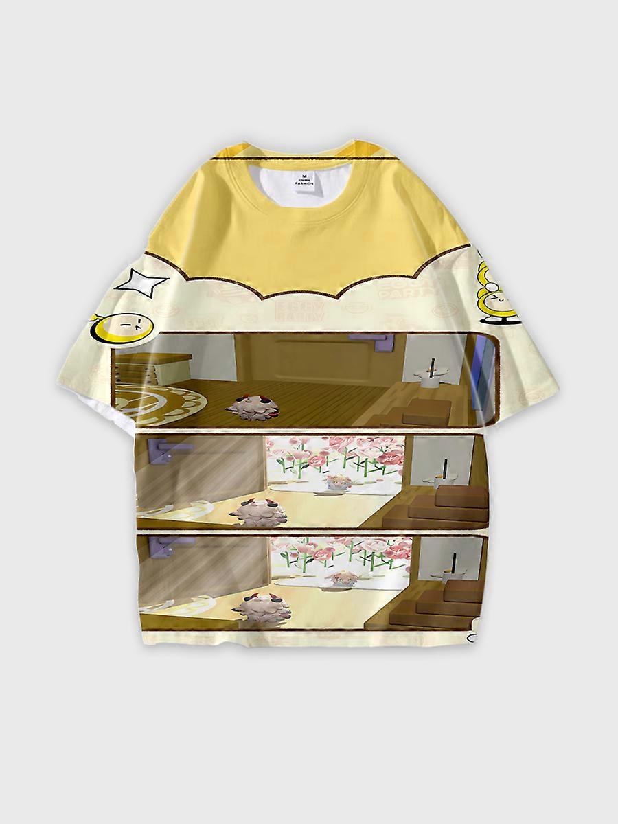 T-shirt round neck Pattern loose short sleeve C2486