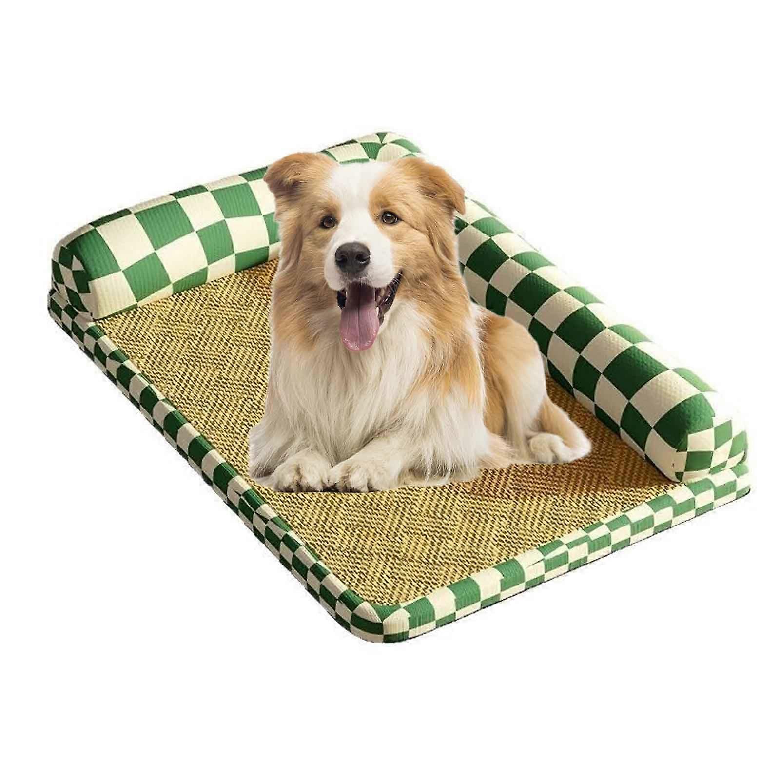 Cooling Mat for Dogs, Durable ScratchResistant Surface, SelfCooling Pet Mat, Checkerboard Green