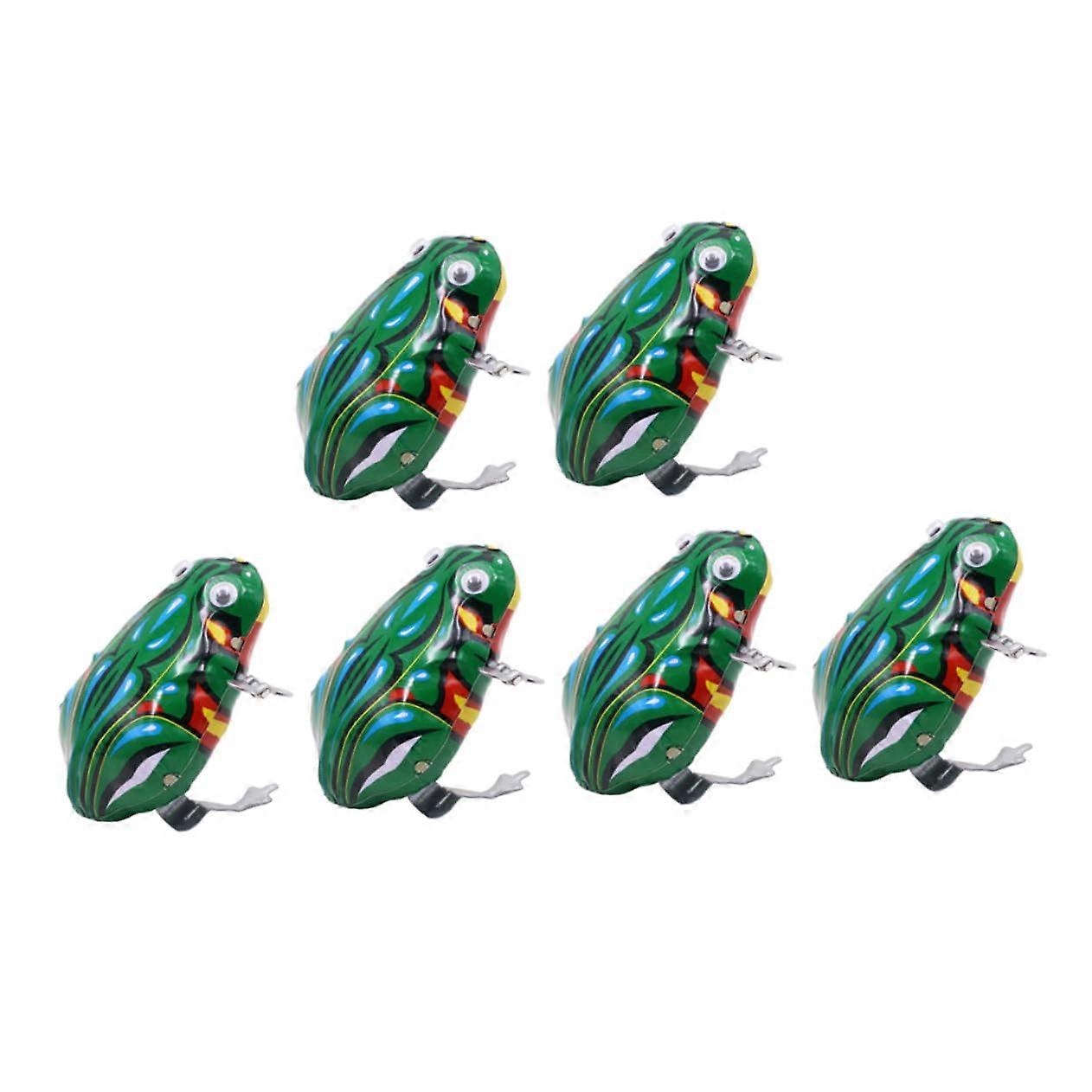 6 Pieces Clockwork Frog Party Windup Jumping Toys Windup Kids Toys Clockwork Spring Toys Frog Green Iron 7.5X5X4CM