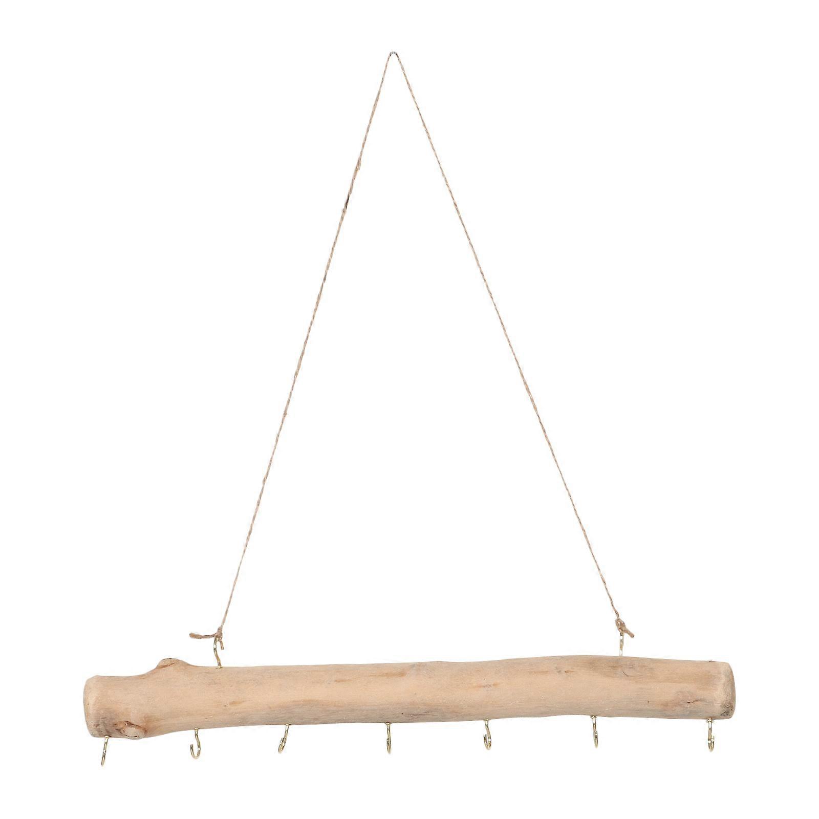 Wood Branch Hook for Hanging with 7 Hooks Rustic Floating Wooden Wall Organizer