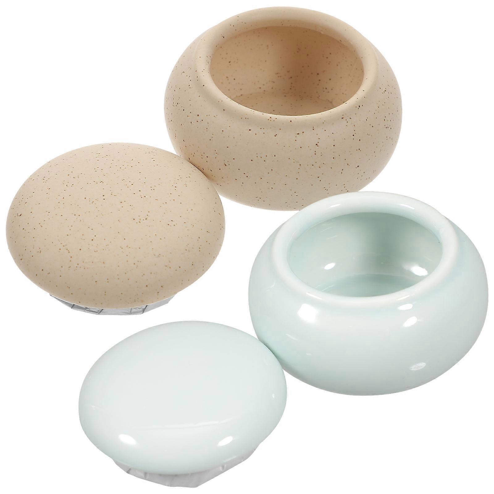 Ceramic Containers with Lids for Storage Use Assorted Colors Durable and Compact 2pcs