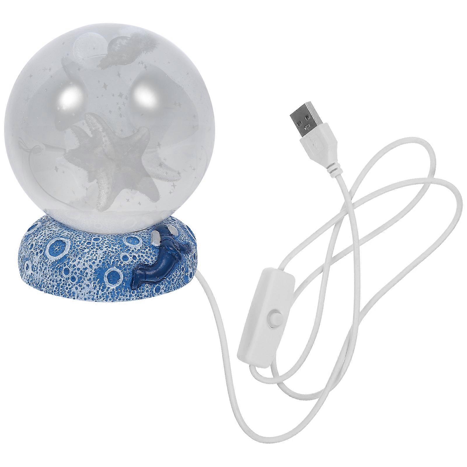 Resin Night Lamp Sphere Ball Gradual Color Changing Usb Powered Decor 1Set