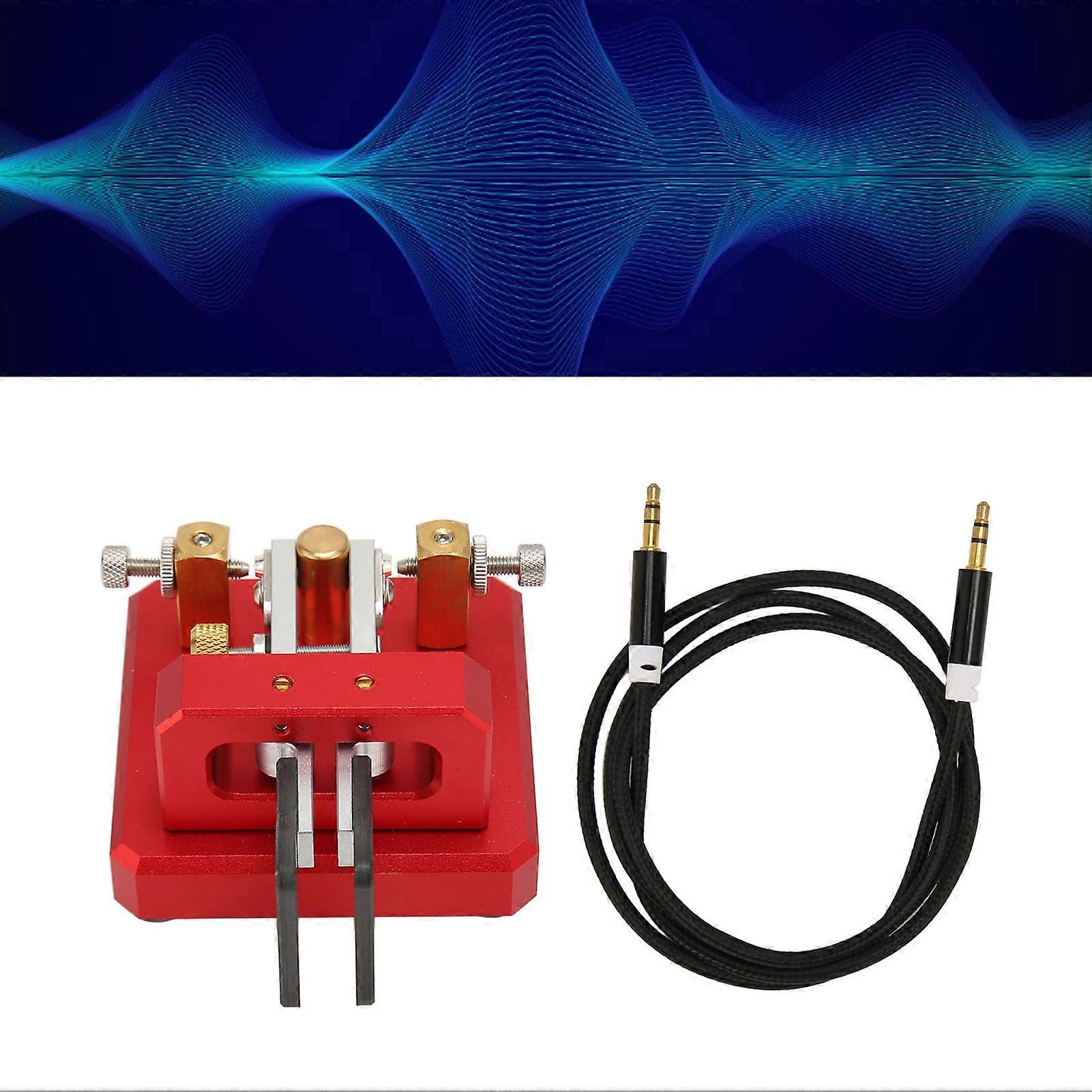 Morse Code Key Double Paddle Automatic Shortwave Portable CW Morse Telegraph Key for Camping Indoor Wine Red 