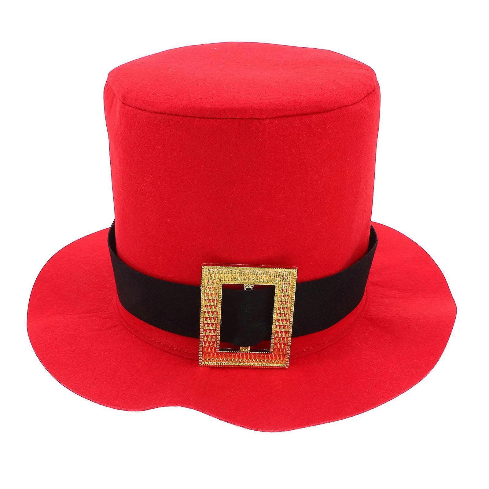 Christmas Santa Hat for Adults Unisex Traditional Holiday Top Hat with Unique Design for Festive Parties Comfortable Fit Red with Band Decor