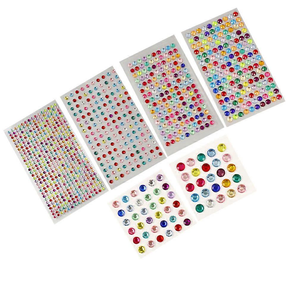Creative Rhinestone Stickers SelfAdhesive Acrylic Gems for Decoration Assorted Colors 12 Sheets