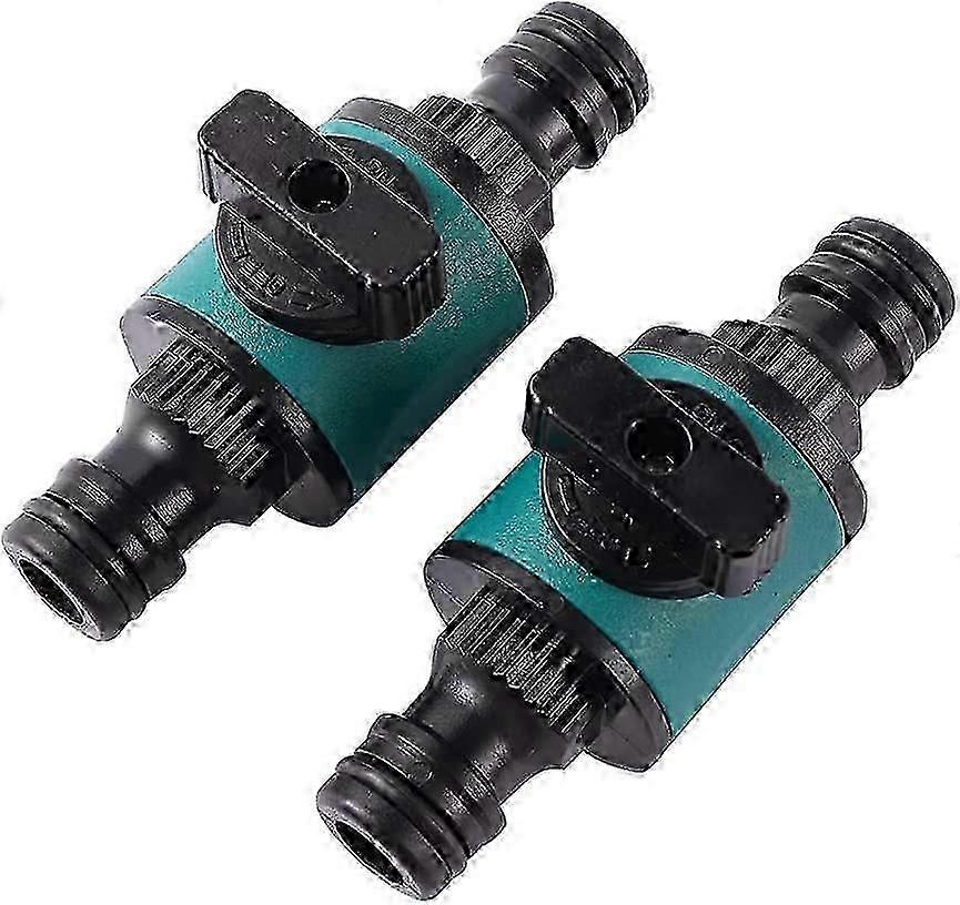 2 Pcs 16mm 2 Way Garden Hose Quick Connector ,with Shut Off Valve (2-Way 16mm)
