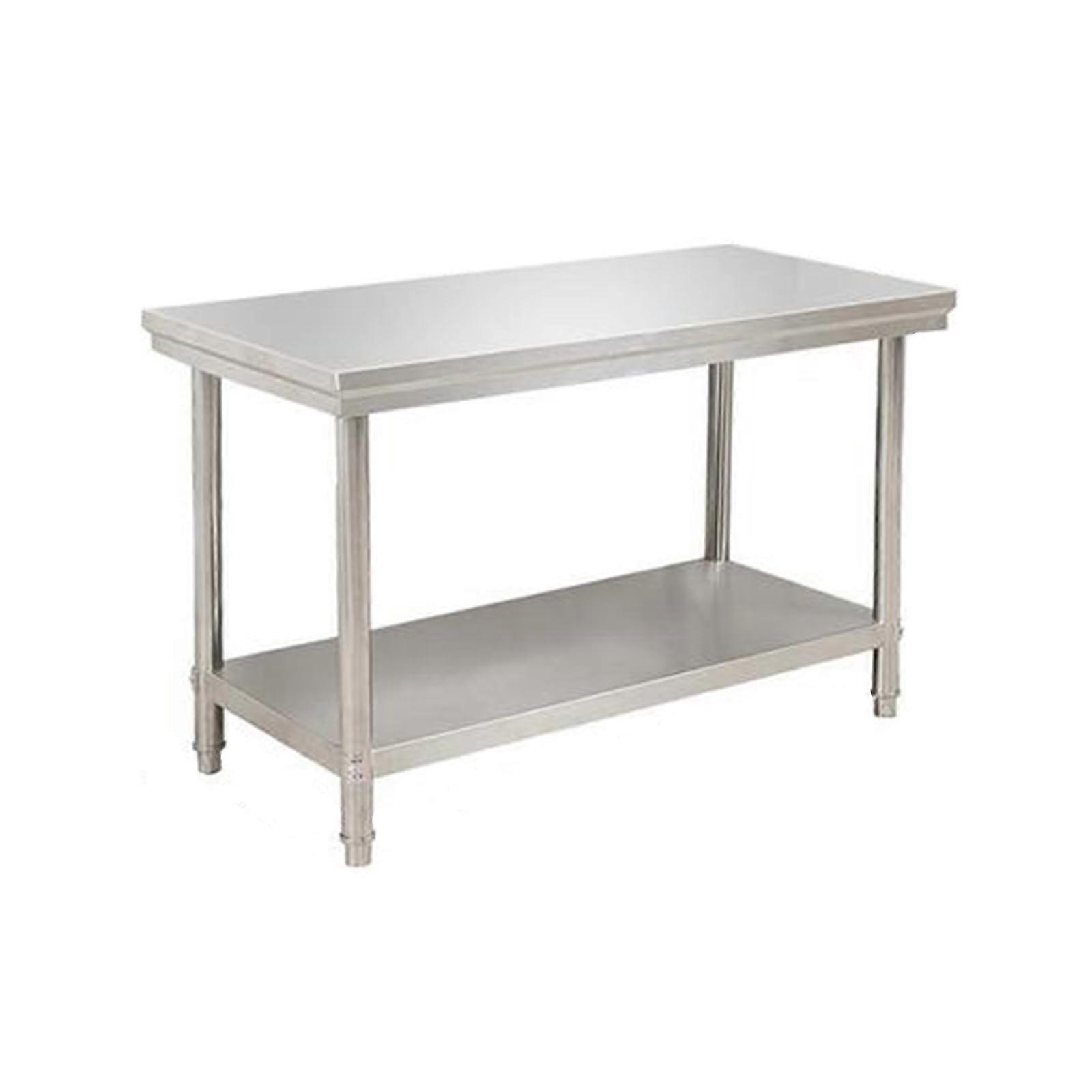 Stainless Steel Table For Preparation And Work, Commercial Kitchen Island With Underbody, 120 cm (47.2 in) Length