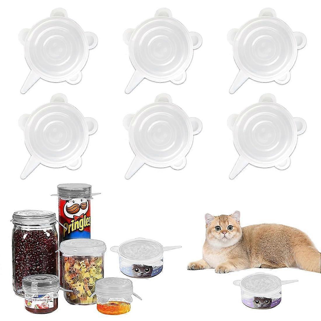 Can Lids Pack Of 6 Silicone Stretchy Cat Food Lids For Most Cat Cans