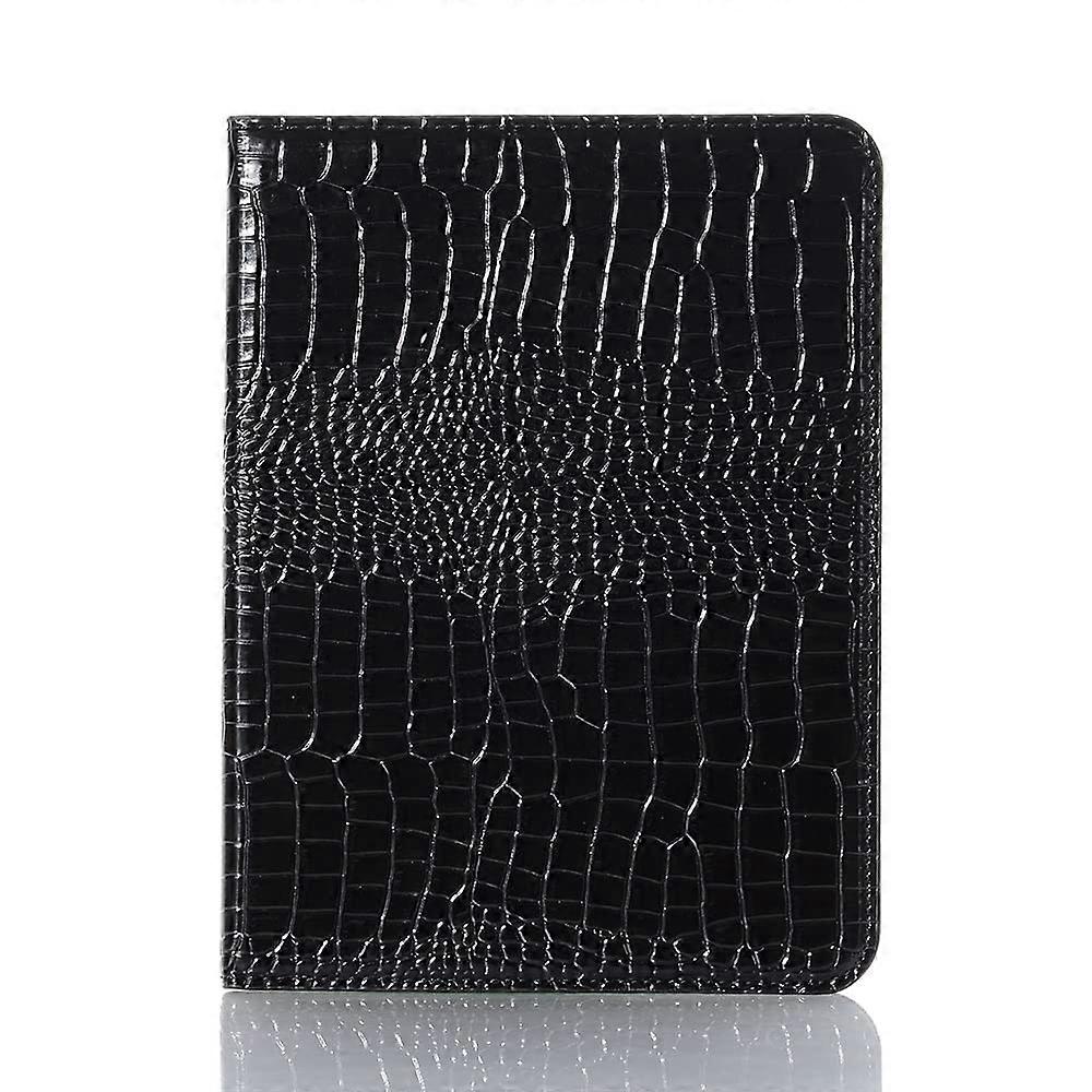 Case for iPad 10th Generation 10.9 Inch 2022 Crocodile PU Leather Folio Cover with Pencil Holder for Women Black