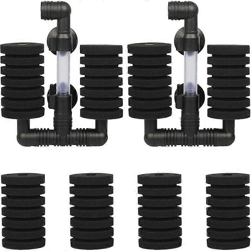 2 PCS Aquarium Filter Booster Kit Dual Aquarium Filter with 4 Replacement Sponges for Biological and Mechanical Filtration