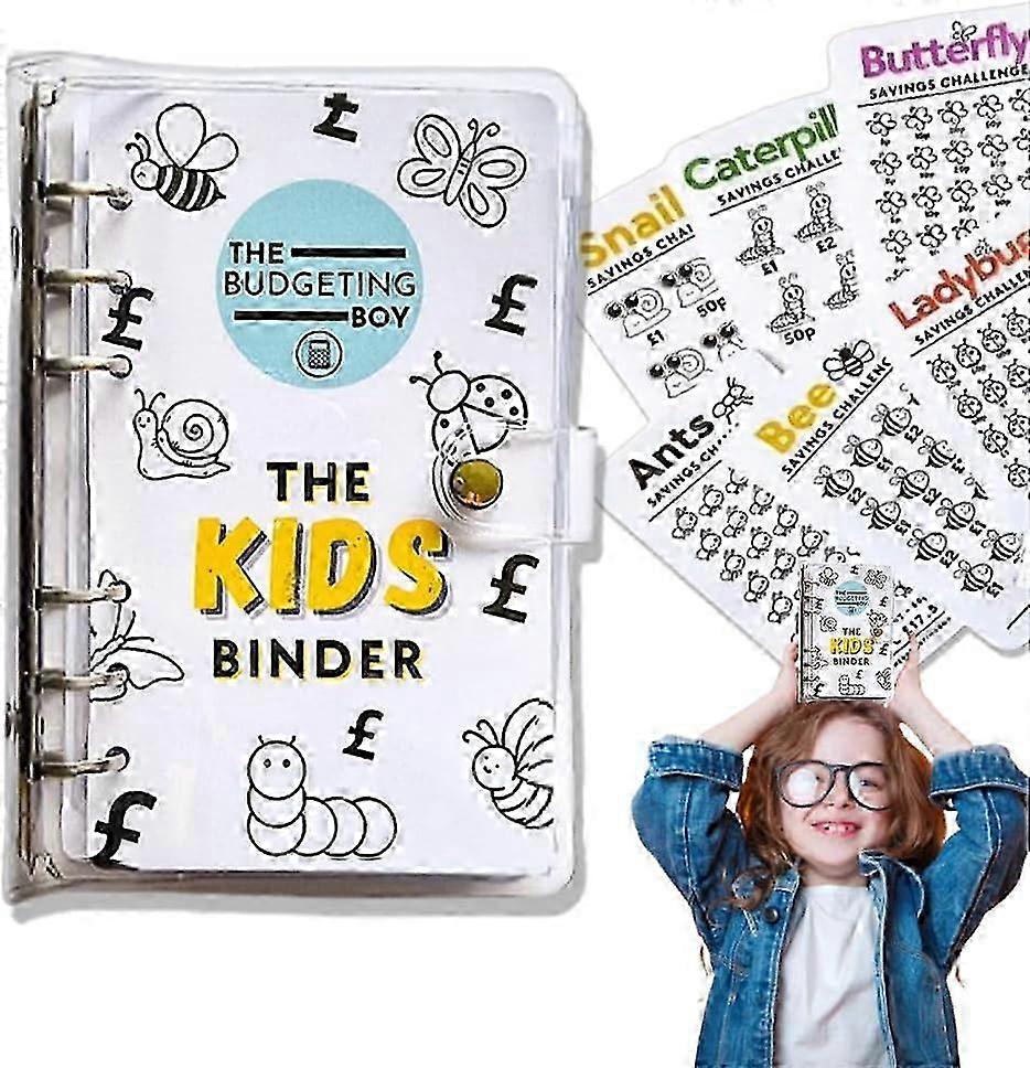 Kids Savings Binder, Money Savings Challenge Binder, A6 Money Saving Budget Binder with Cash Envelopes, Fun Cash Savings Binder
